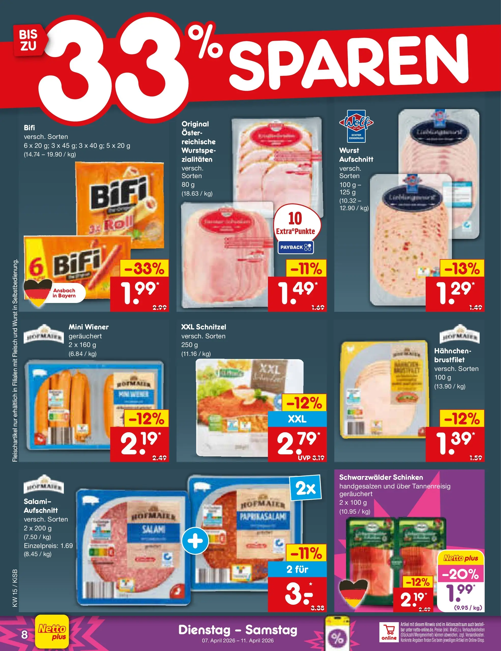Netto Marken-Discount Prospekt Bad Friedrichshall	 (ab 07.04.2026) » Angebote | Seite: 10 | Produkte: Hahnchen, Schnitzel, Wurst, Schinken