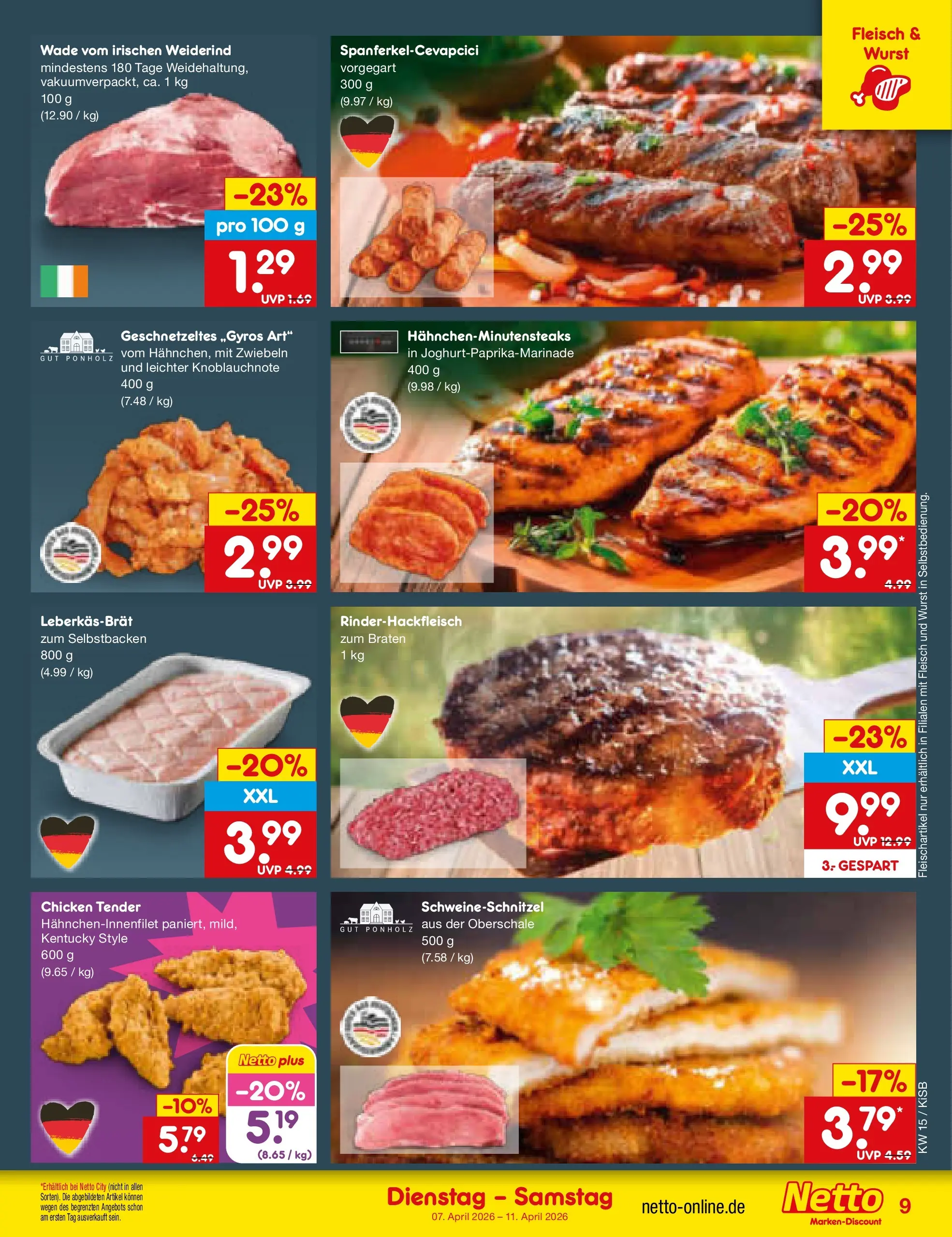 Netto Marken-Discount Prospekt Bad Friedrichshall	 (ab 07.04.2026) » Angebote | Seite: 11 | Produkte: Zwiebeln, Wurst, Fleisch