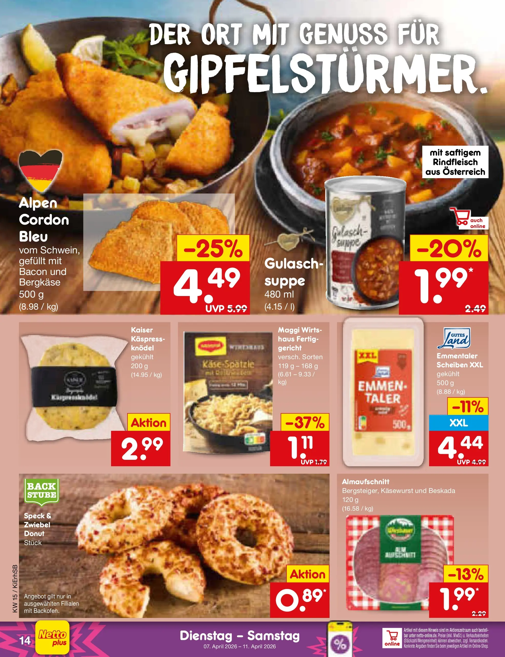 Netto Marken-Discount Prospekt Bad Friedrichshall	 (ab 07.04.2026) » Angebote | Seite: 16 | Produkte: Maggi, Käse, Gulasch, Rindfleisch