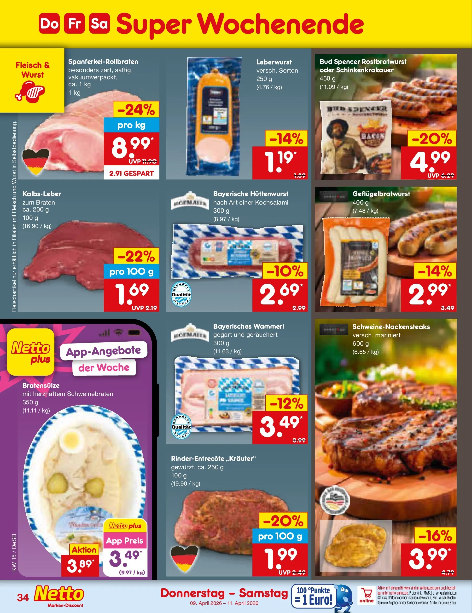 Netto Marken-Discount Prospekt Thierhaupten	 (ab 07.04.2026) » Angebote | Seite: 50 | Produkte: Kalbsleber, Wurst, Fleisch