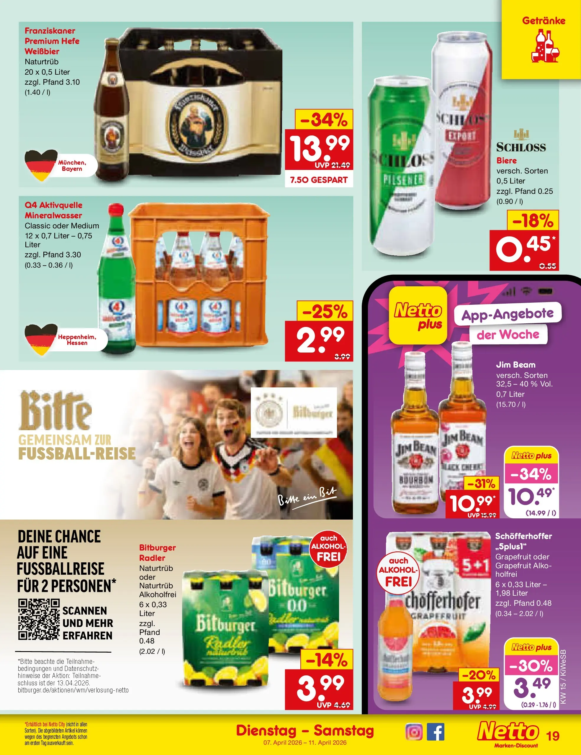 Netto Marken-Discount Prospekt Bad Friedrichshall	 (ab 07.04.2026) » Angebote | Seite: 21 | Produkte: Mineralwasser, Grapefruit, Hefe weissbier, Bourbon