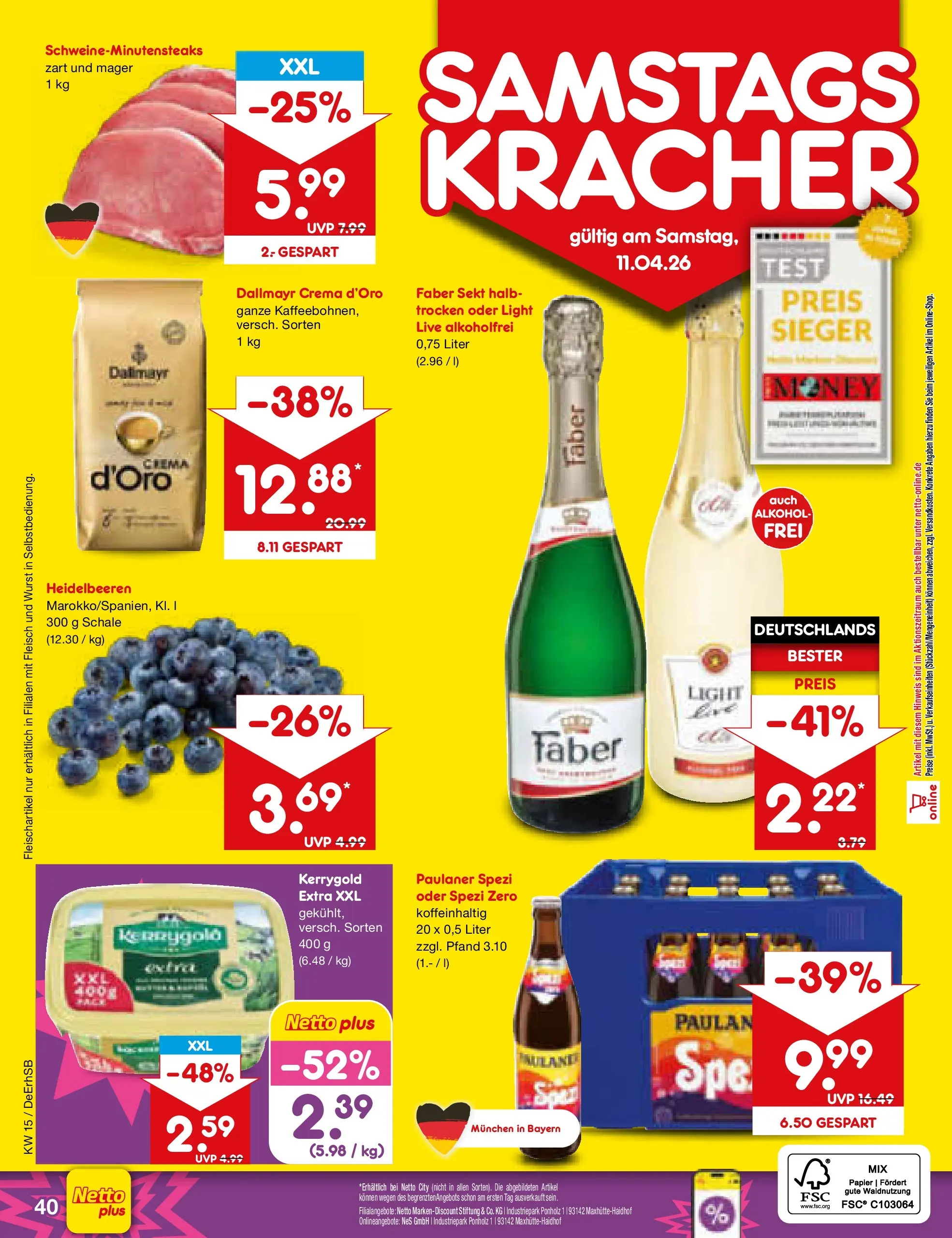 Netto Marken-Discount Prospekt Thierhaupten	 (ab 07.04.2026) » Angebote | Seite: 58 | Produkte: Sekt, Heidelbeeren, Dallmayr, Wurst
