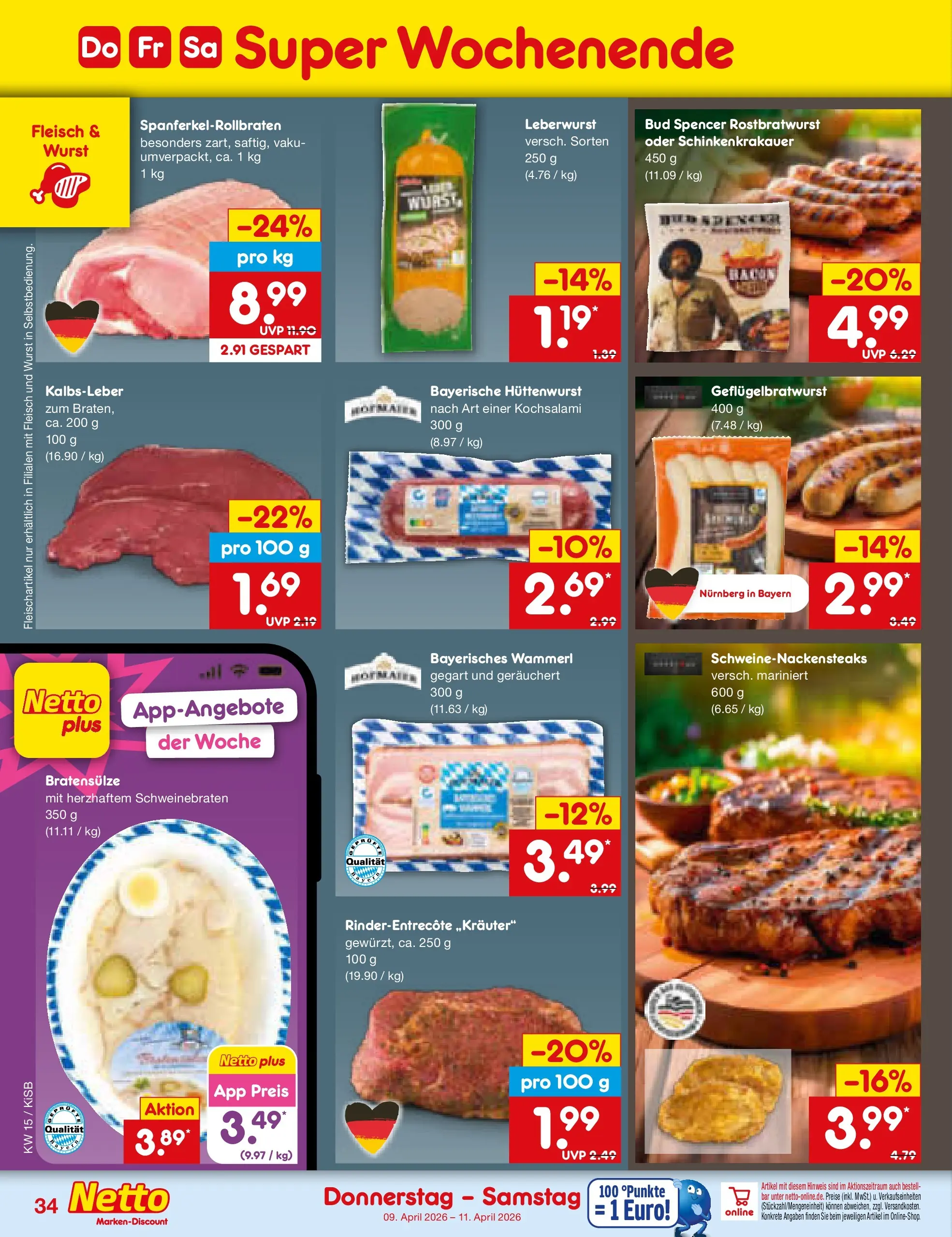 Netto Marken-Discount Prospekt Bad Friedrichshall	 (ab 07.04.2026) » Angebote | Seite: 50 | Produkte: Kalbsleber, Wurst, Fleisch