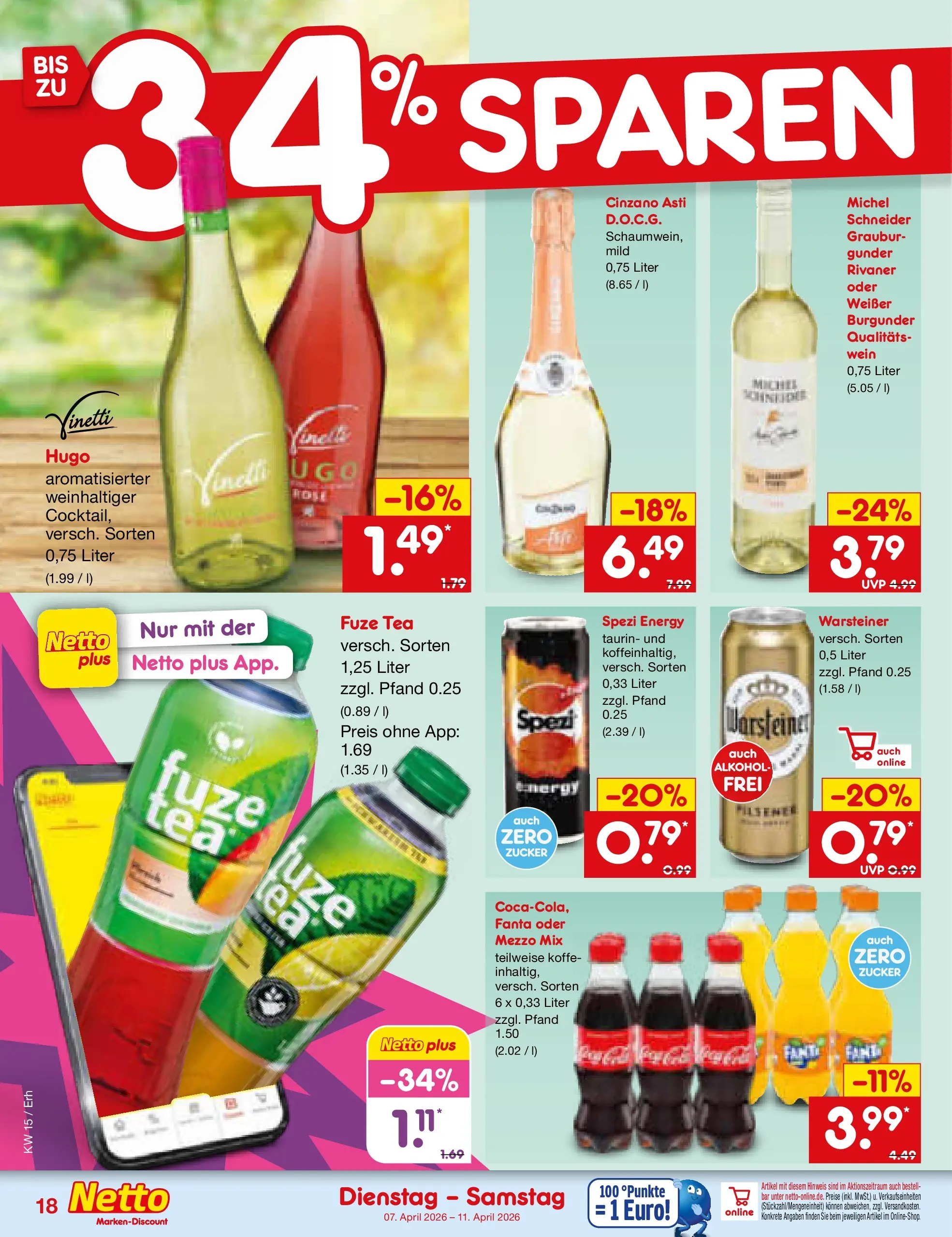 Netto Marken-Discount Prospekt Ergolding	 (ab 07.04.2026) » Angebote | Seite: 20 | Produkte: Fuze tea, Mezzo mix, Fanta, Energy