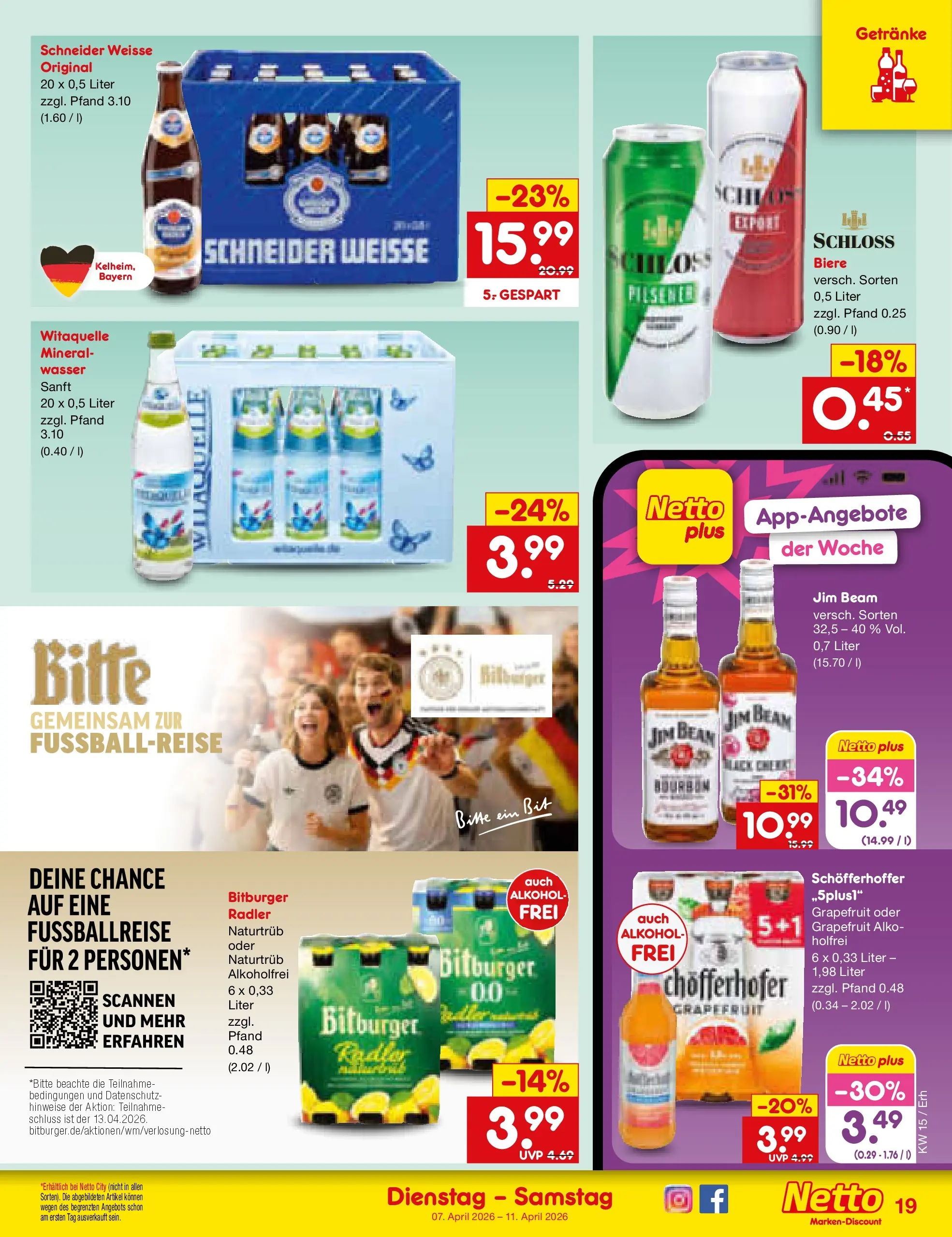 Netto Marken-Discount Prospekt Ergolding	 (ab 07.04.2026) » Angebote | Seite: 21 | Produkte: Bitburger, Jim beam, Grapefruit, Radler