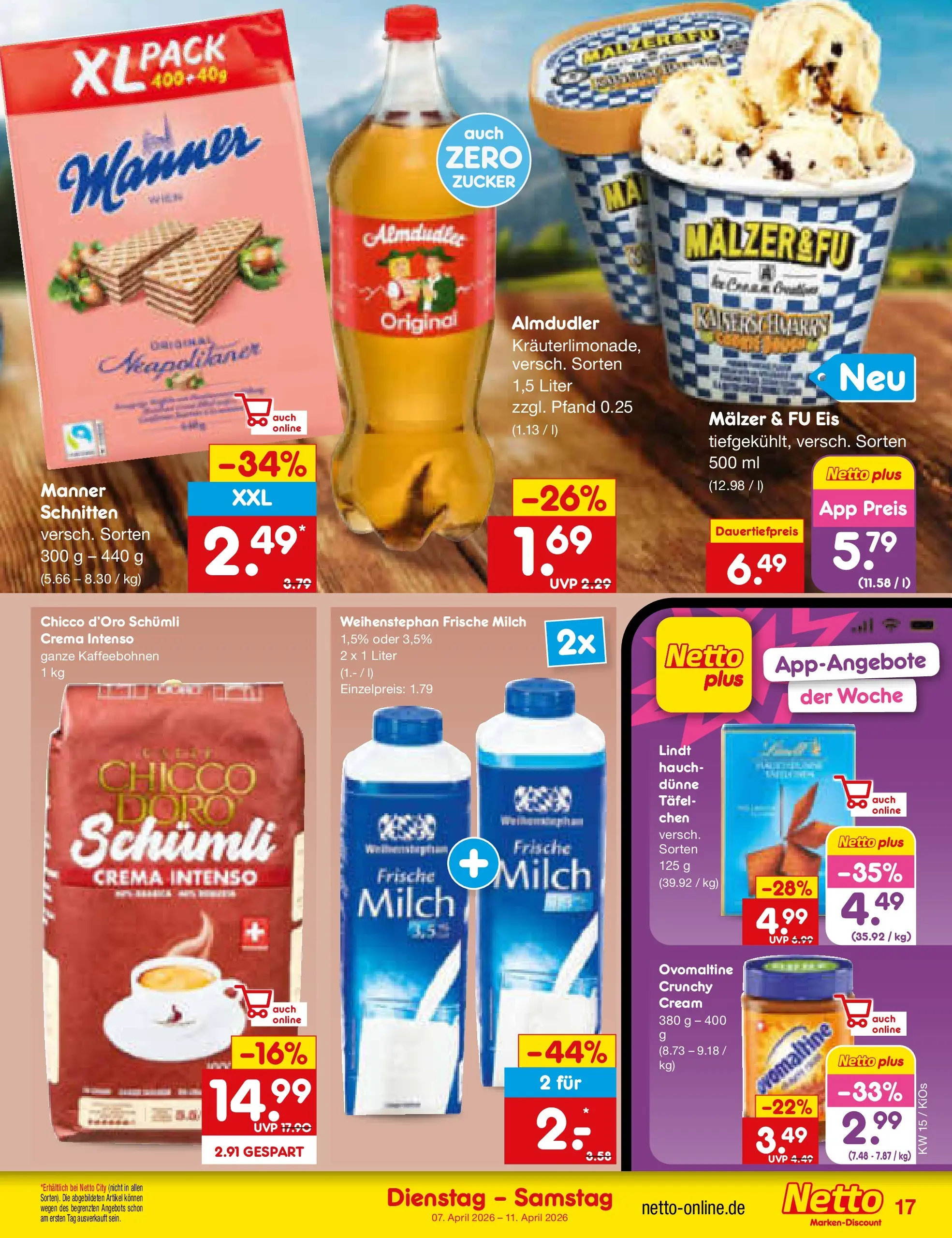 Netto Marken-Discount Prospekt Mistelbach	 (ab 07.04.2026) » Angebote | Seite: 19 | Produkte: Ovomaltine, Milch, Zucker, Eis