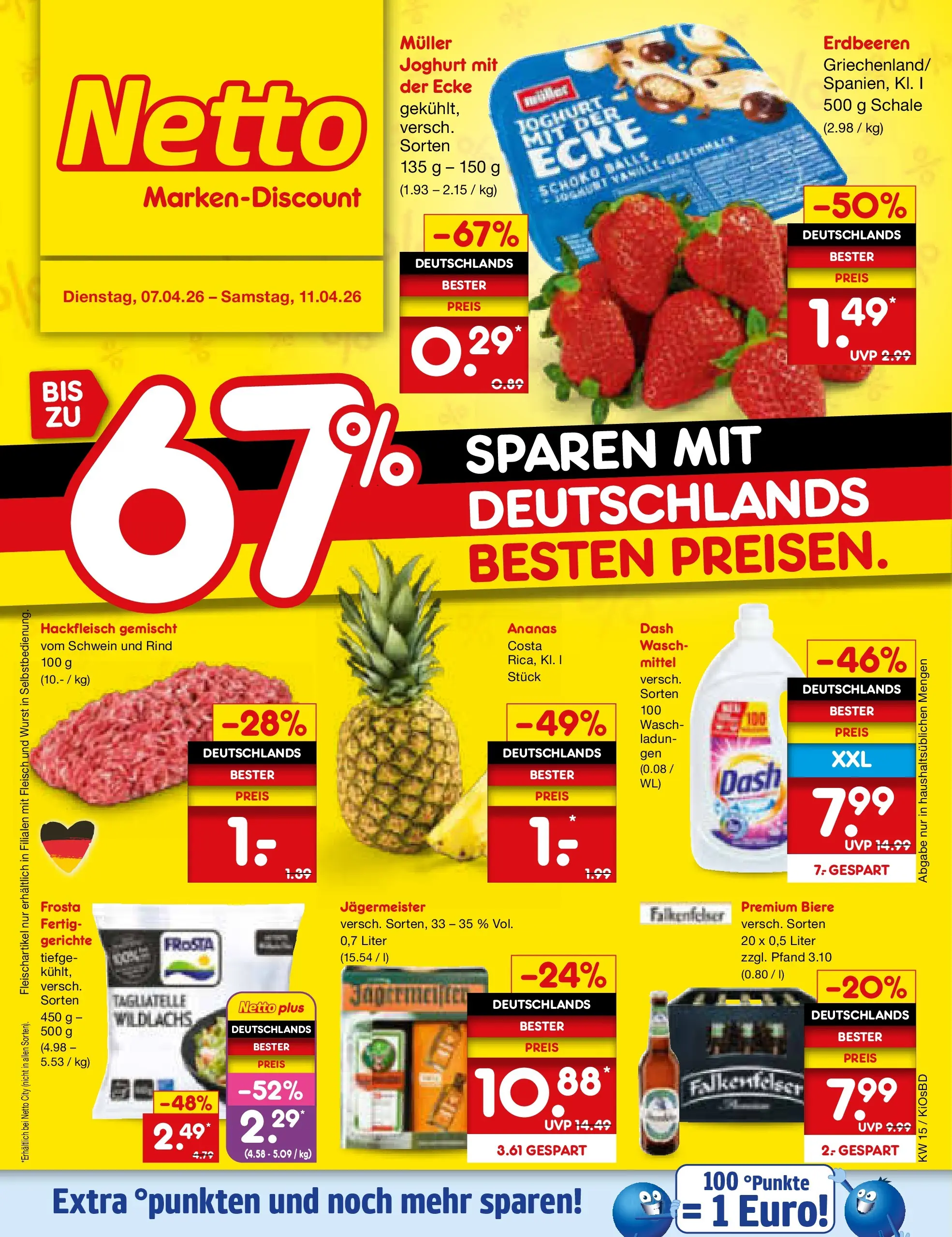 Netto Marken-Discount Prospekt Mistelbach	 (ab 07.04.2026) » Angebote | Seite: 1 | Produkte: Ananas, Jägermeister, Wurst, Fleisch