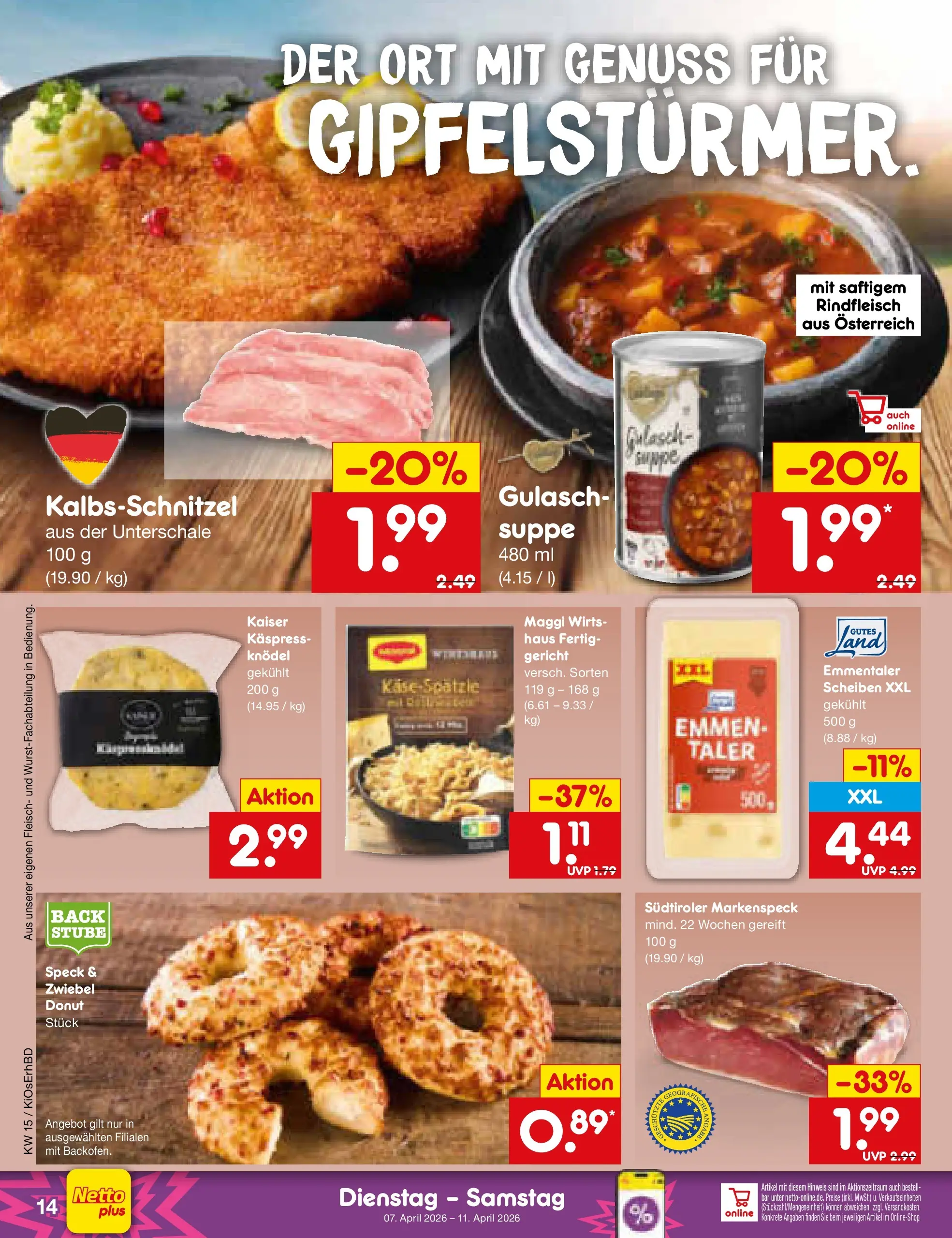 Netto Marken-Discount Prospekt Ergolding	 (ab 07.04.2026) » Angebote | Seite: 16 | Produkte: Maggi, Gulasch, Rindfleisch, Fleisch