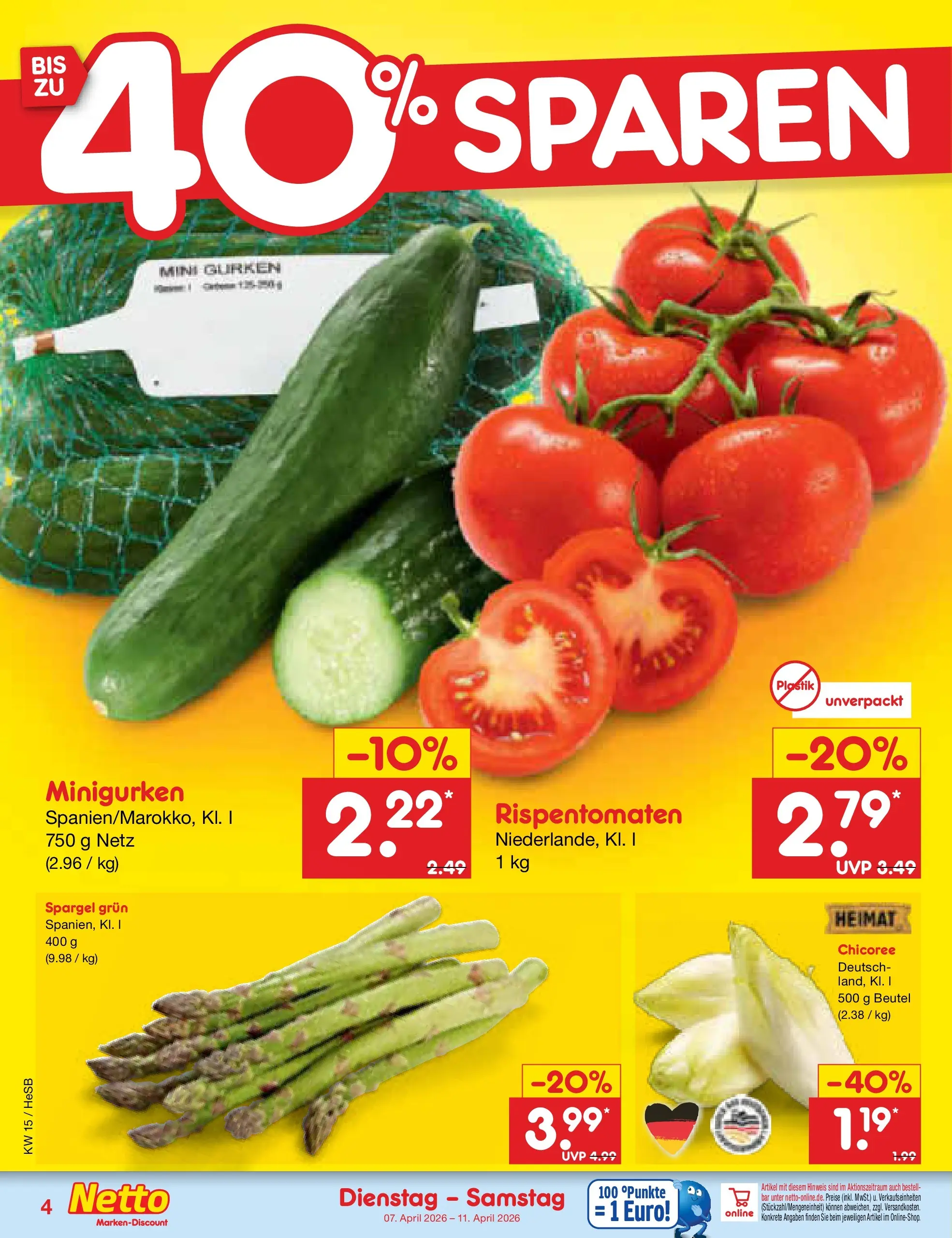 Netto Marken-Discount Prospekt Hamburg	 (ab 07.04.2026) » Angebote | Seite: 6 | Produkte: Spargel, Gurken