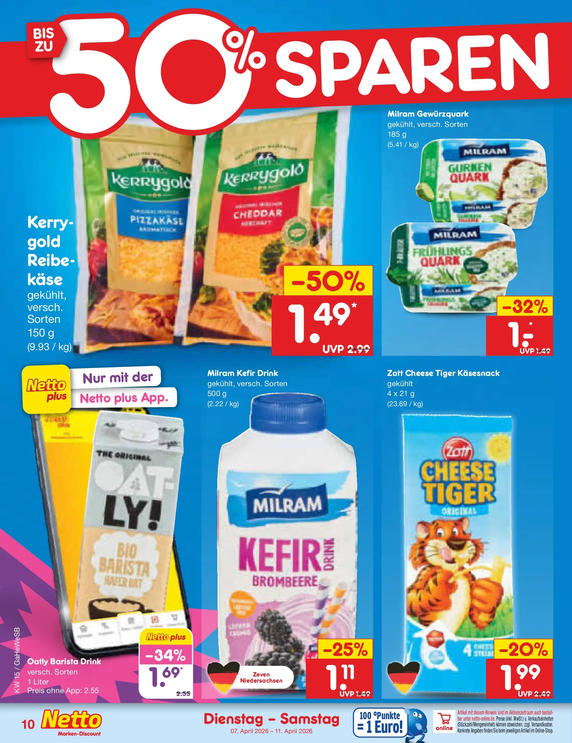 Netto Marken-Discount Prospekt Hamburg	 (ab 07.04.2026) » Angebote | Seite: 12 | Produkte: Kefir, Quark, Käse, Milram