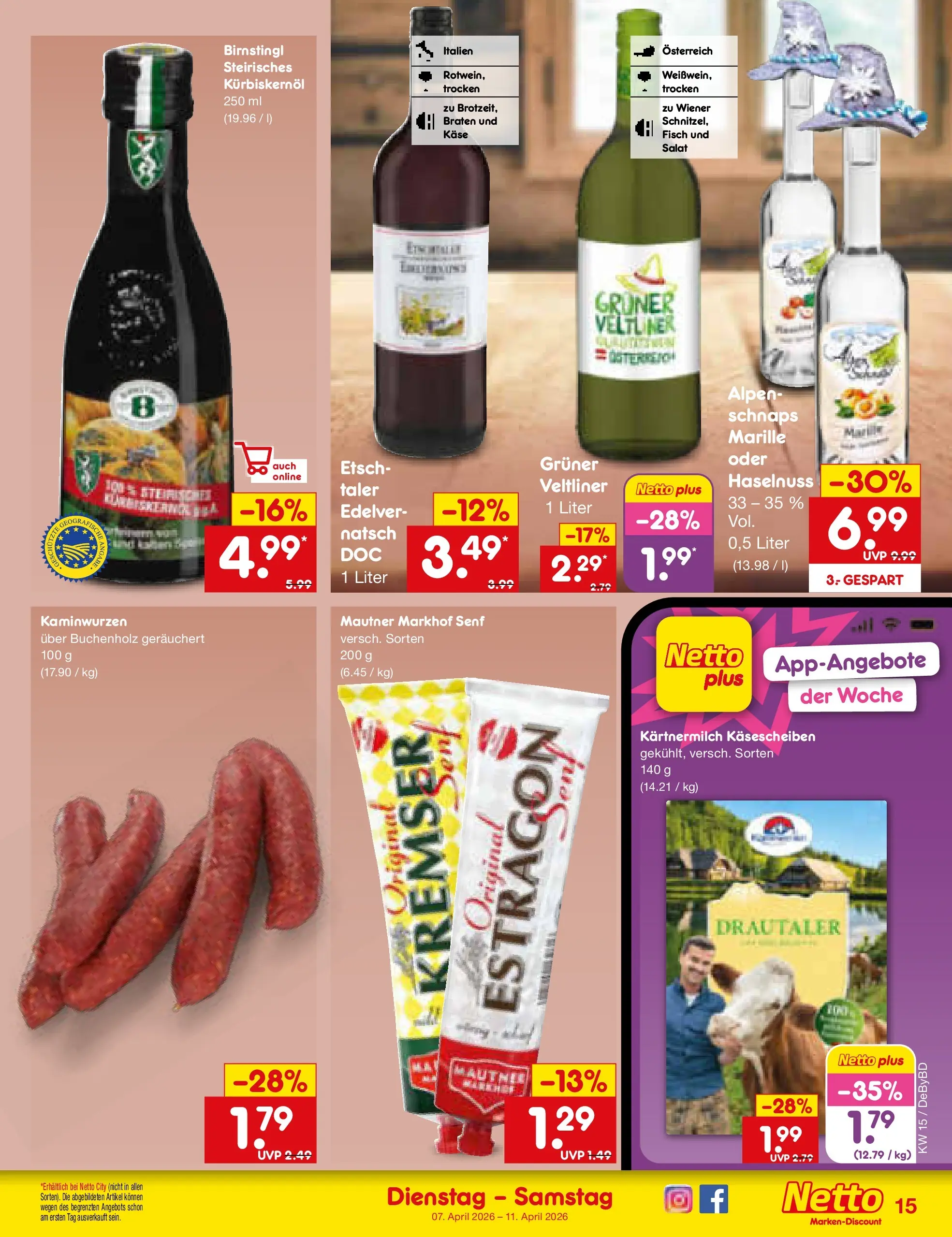 Netto Marken-Discount Prospekt Buttenwiesen	 (ab 07.04.2026) » Angebote | Seite: 17 | Produkte: Käse, Schnaps, Fisch, Salat