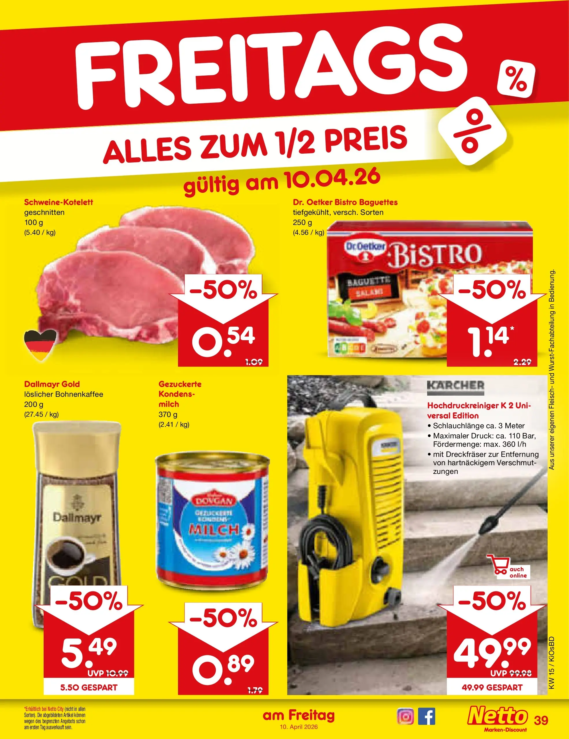 Netto Marken-Discount Prospekt Mistelbach	 (ab 07.04.2026) » Angebote | Seite: 57 | Produkte: Milch, Baguette, Hochdruckreiniger, Fleisch