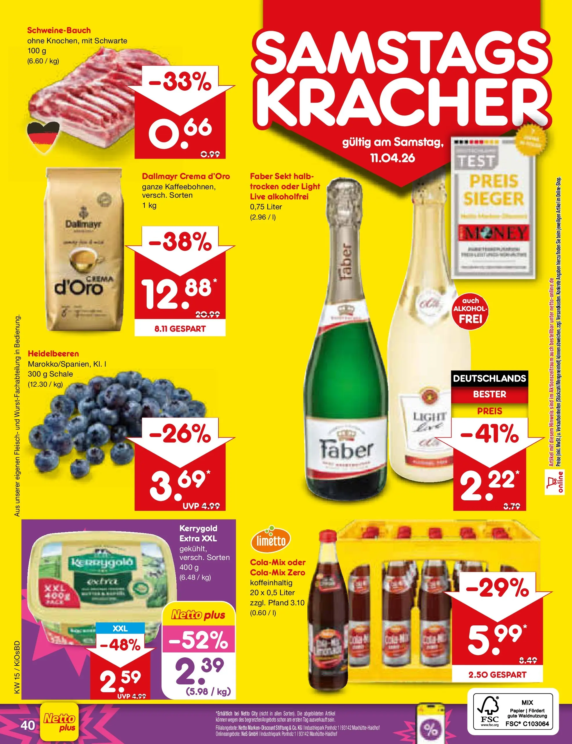 Netto Marken-Discount Prospekt Mistelbach	 (ab 07.04.2026) » Angebote | Seite: 58 | Produkte: Sekt, Schweinebauch, Heidelbeeren, Dallmayr