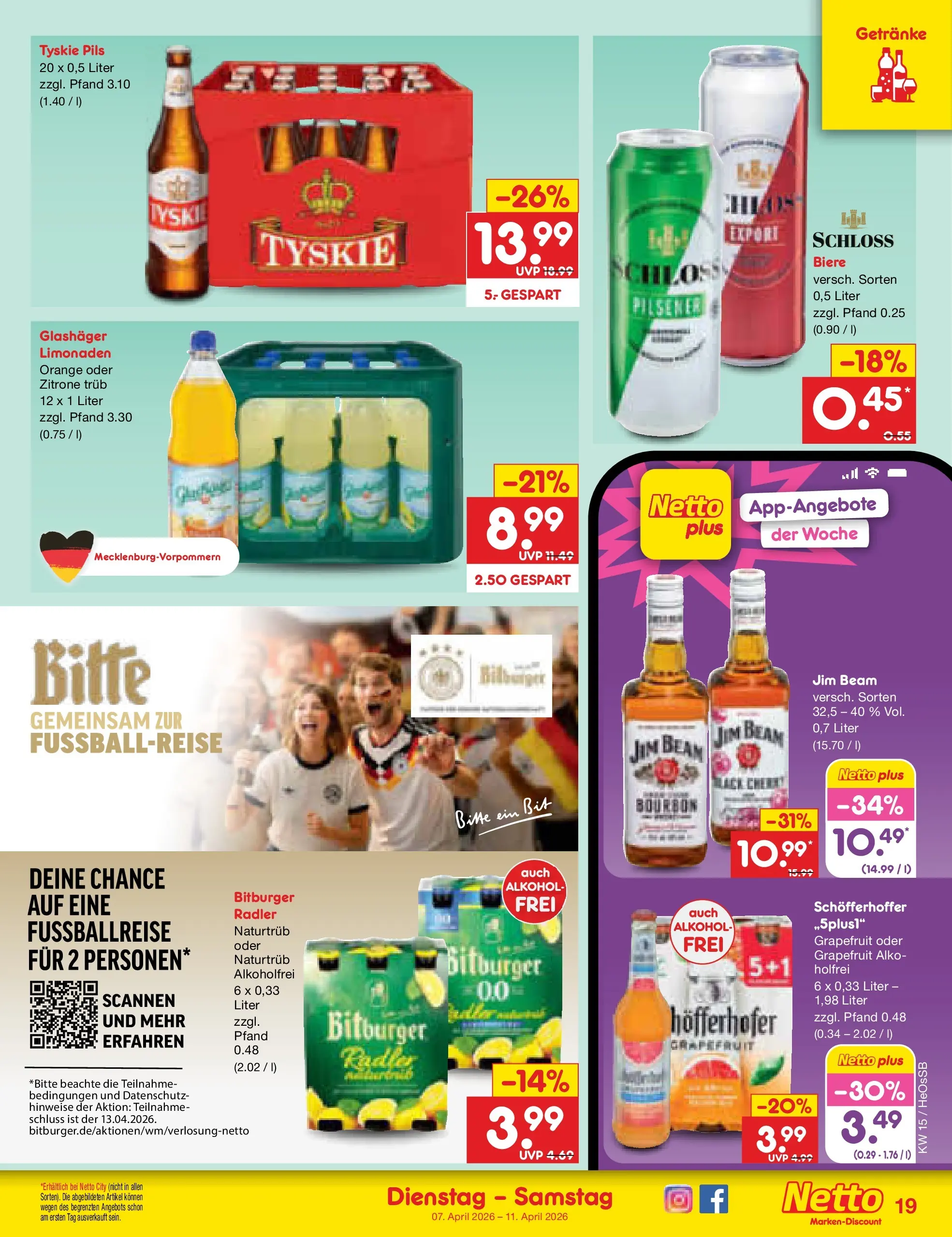 Netto Marken-Discount Prospekt Kröpelin	 (ab 07.04.2026) » Angebote | Seite: 21 | Produkte: Pils, Grapefruit, Radler, Bourbon