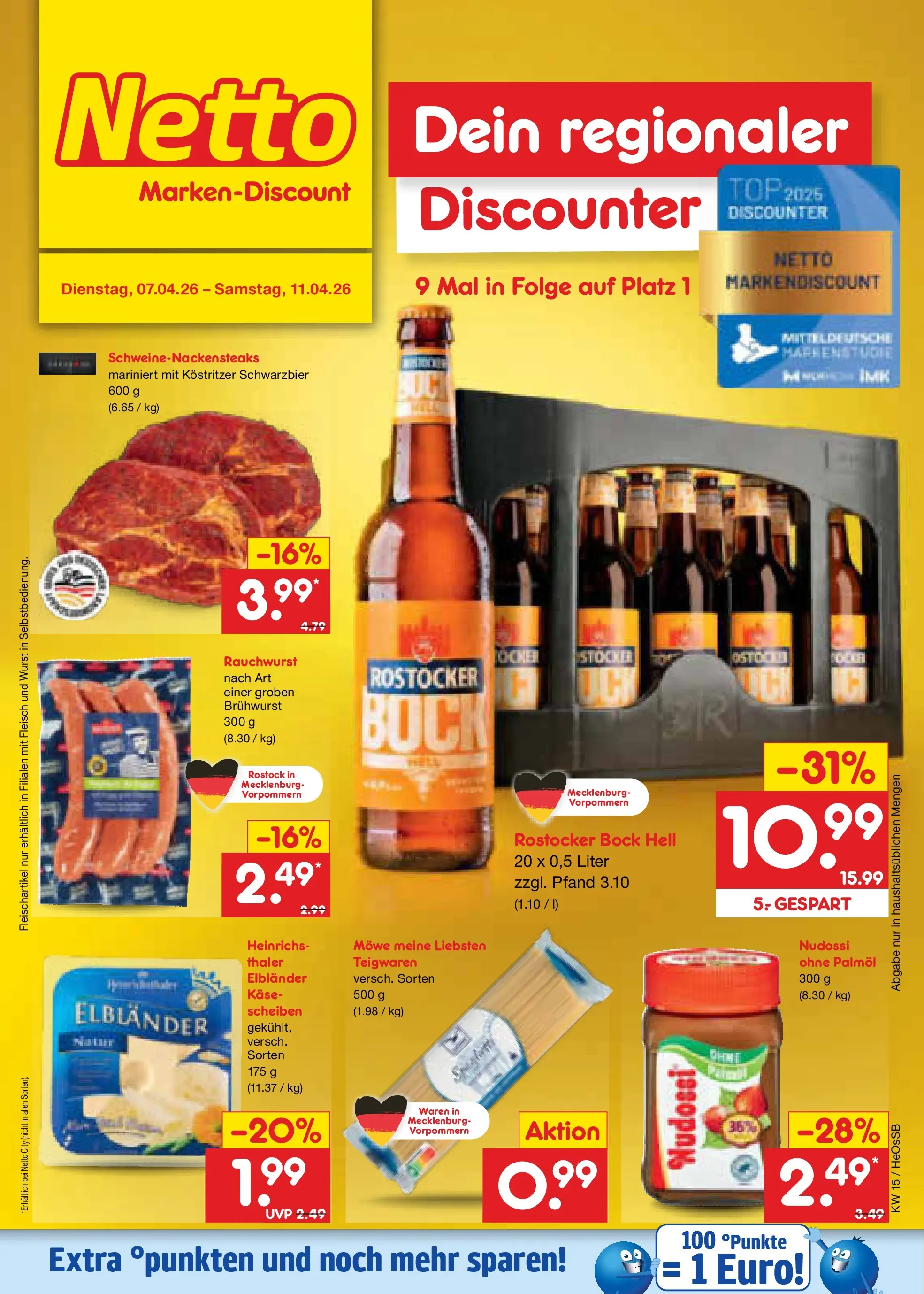 Netto Marken-Discount Prospekt Kröpelin	 (ab 07.04.2026) » Angebote | Seite: 24 | Produkte: Top, Käse, Kostritzer, Fleisch
