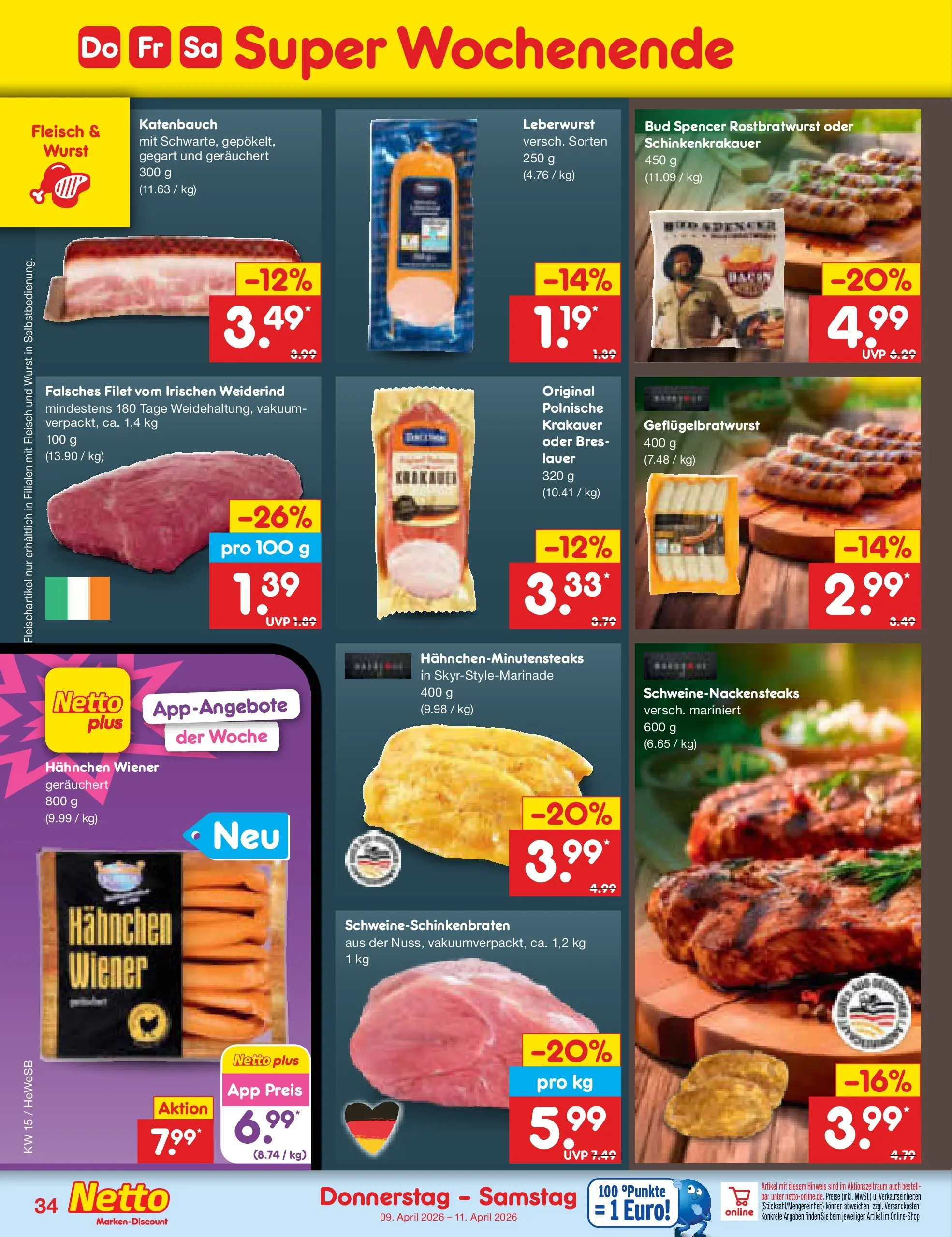 Netto Marken-Discount Prospekt Hamburg	 (ab 07.04.2026) » Angebote | Seite: 44 | Produkte: Hahnchen, Wurst, Fleisch