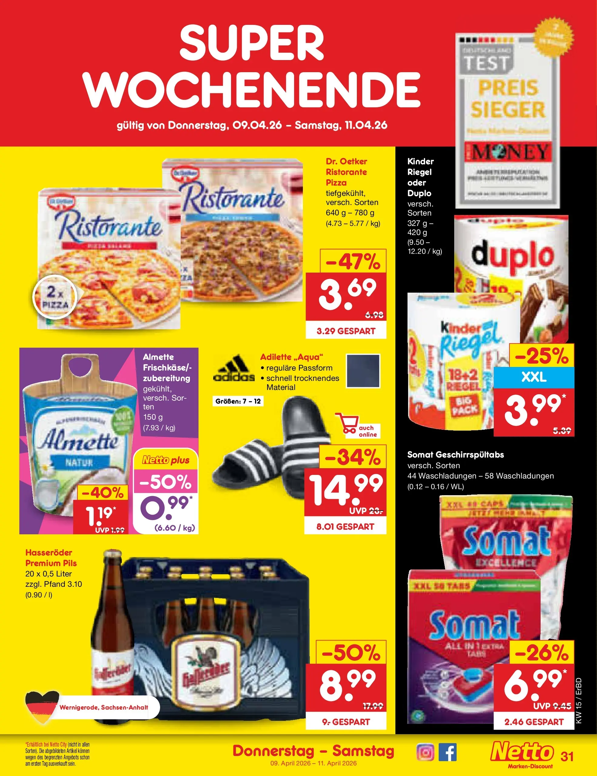 Netto Marken-Discount Prospekt Jena-Lobeda	 (ab 07.04.2026) » Angebote | Seite: 47 | Produkte: Almette, Kinder riegel, Pizza, Hasseröder