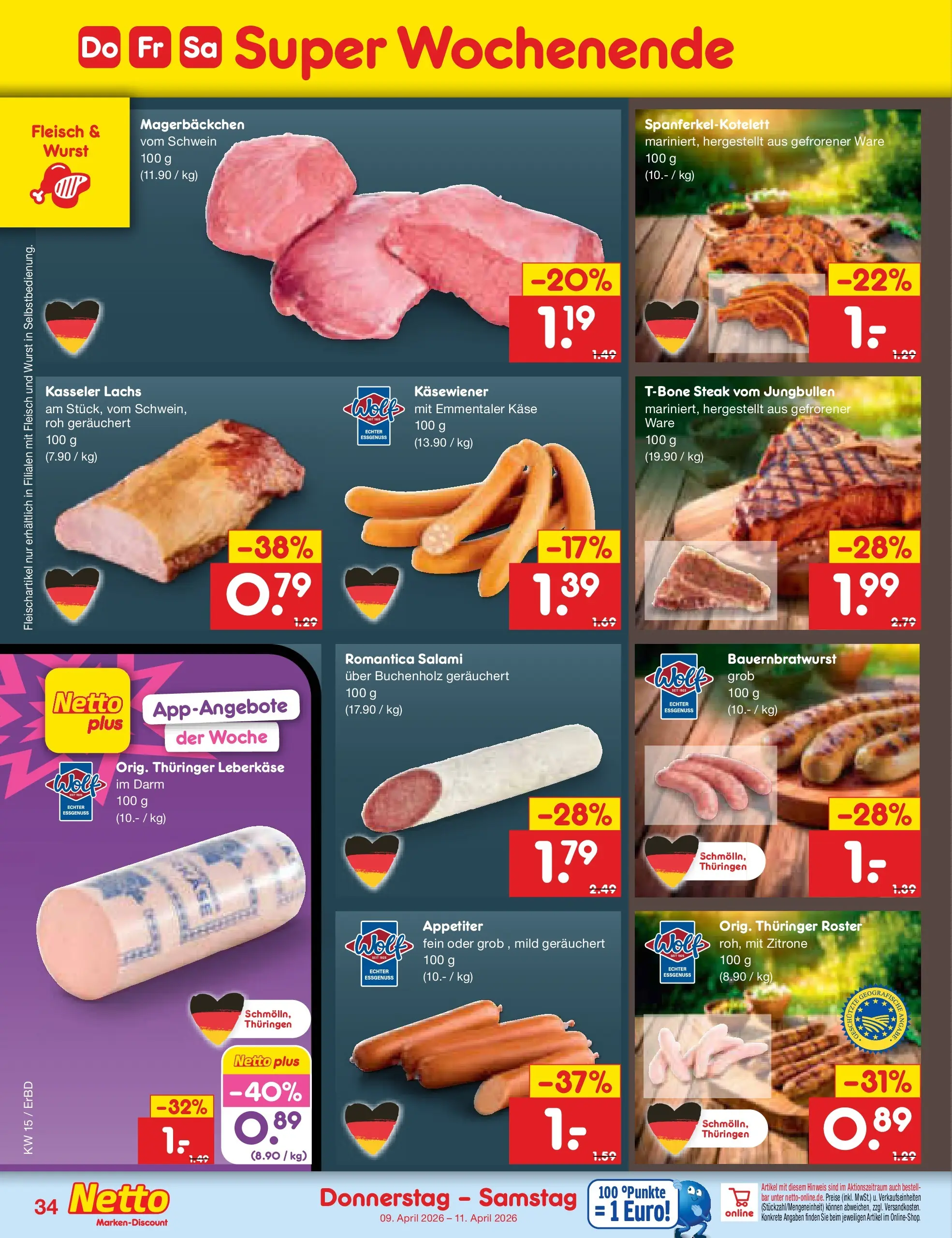 Netto Marken-Discount Prospekt Jena-Lobeda	 (ab 07.04.2026) » Angebote | Seite: 50 | Produkte: Lachs, Wurst, Salami, Leberkase