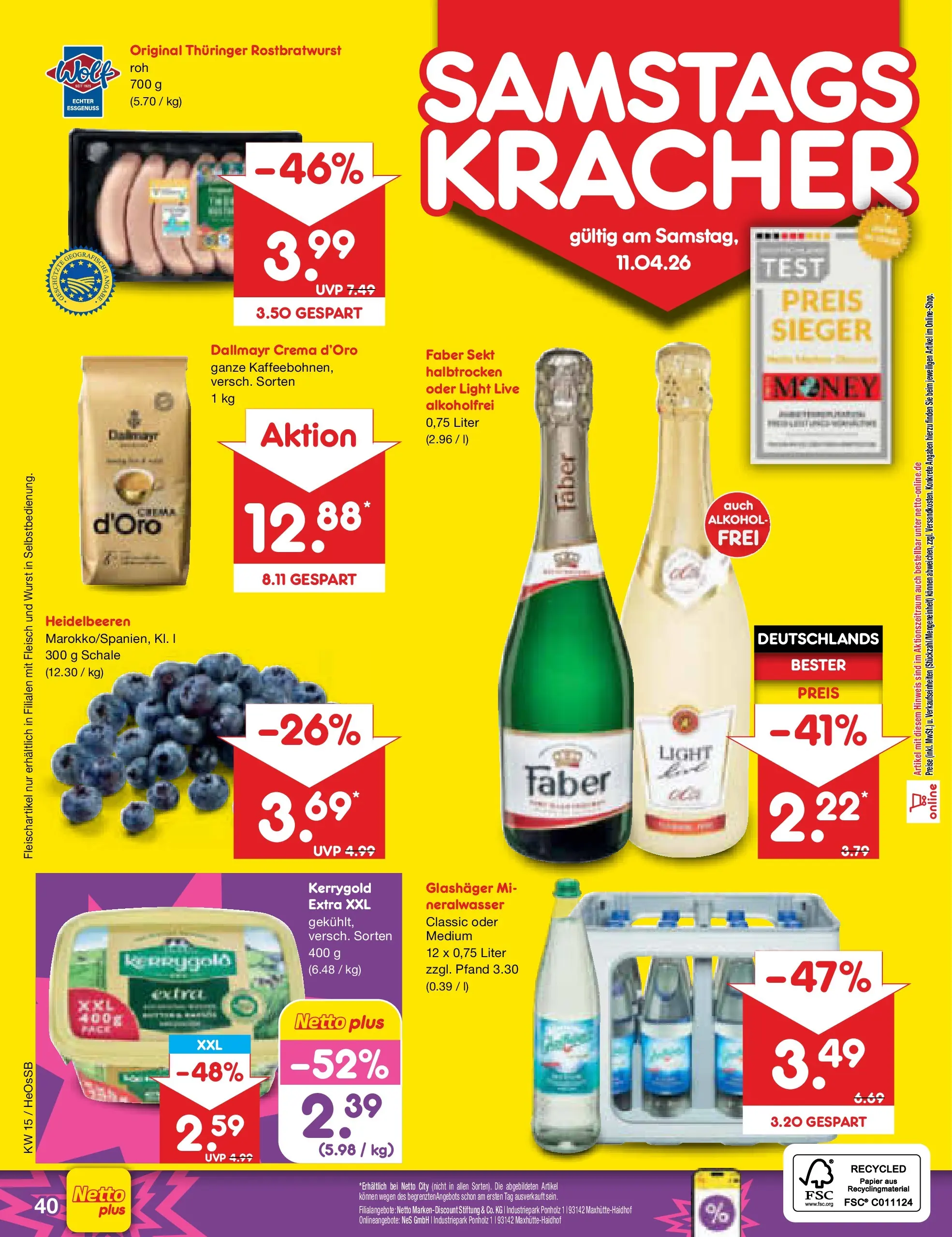 Netto Marken-Discount Prospekt Kröpelin	 (ab 07.04.2026) » Angebote | Seite: 50 | Produkte: Sekt, Heidelbeeren, Dallmayr, Wurst