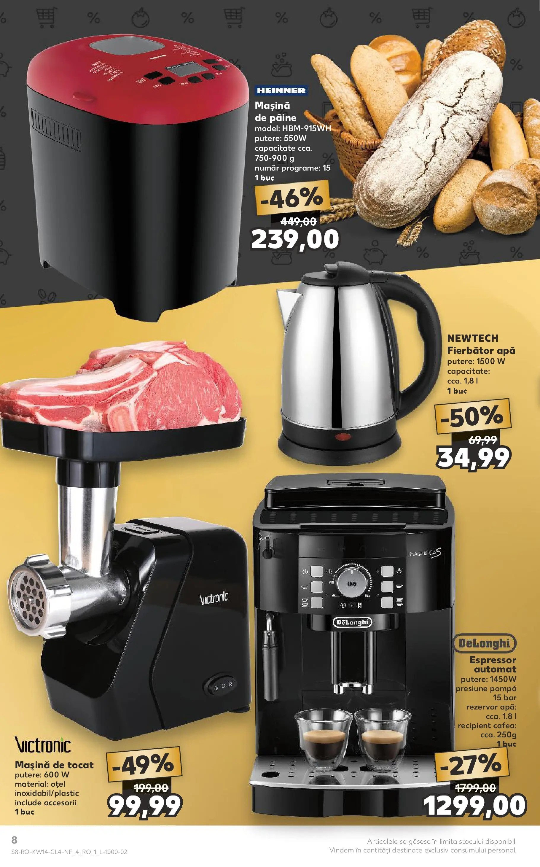 Kaufland Domnesti 31.03.2026 - Revista si Oferta | Pagină: 8 | Produse: Mașină de tocat, Espressor, Cafea, Apă