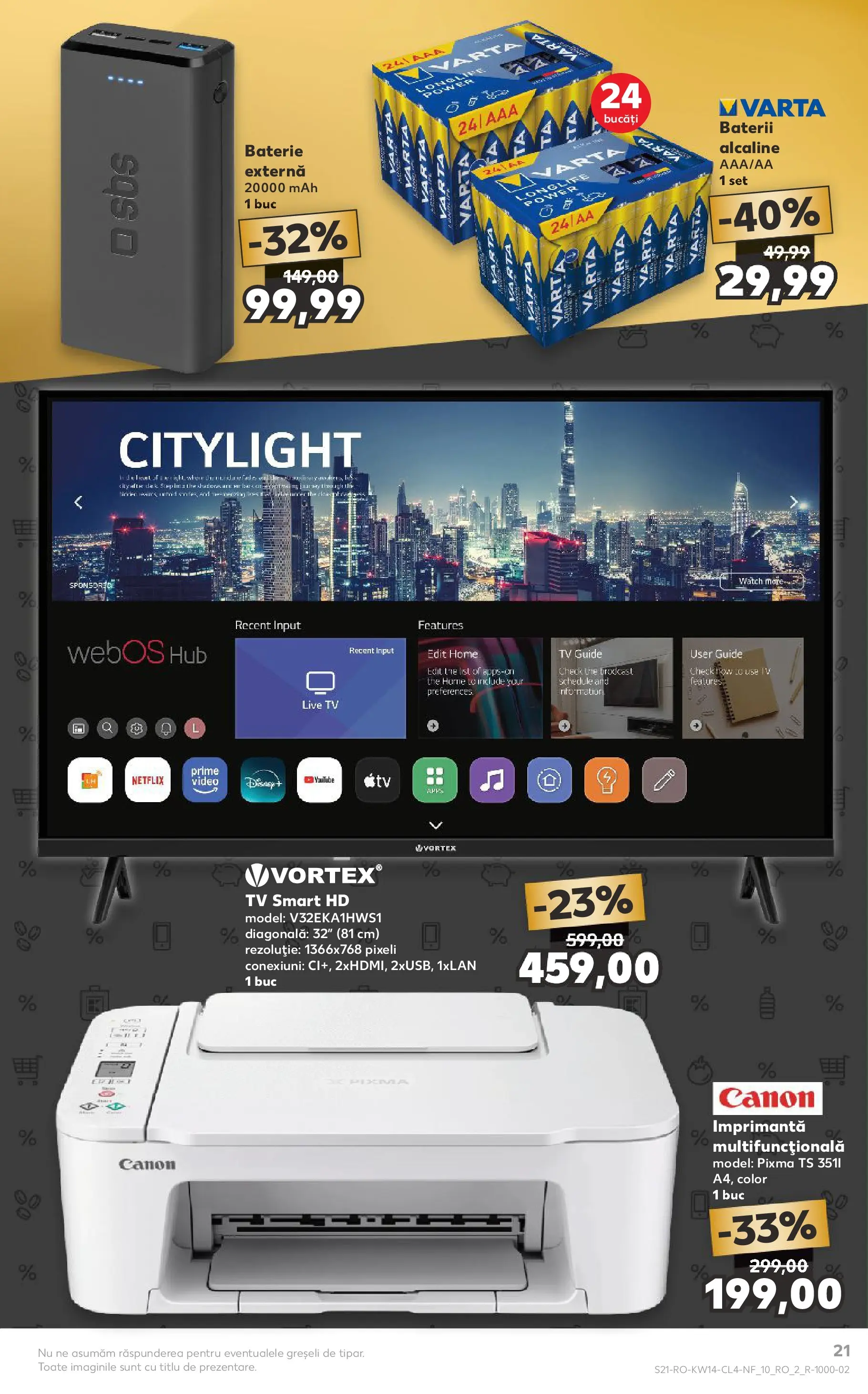 Kaufland Domnesti 31.03.2026 - Revista si Oferta | Pagină: 21 | Produse: Imprimantă, Video, Baterie, Baterii