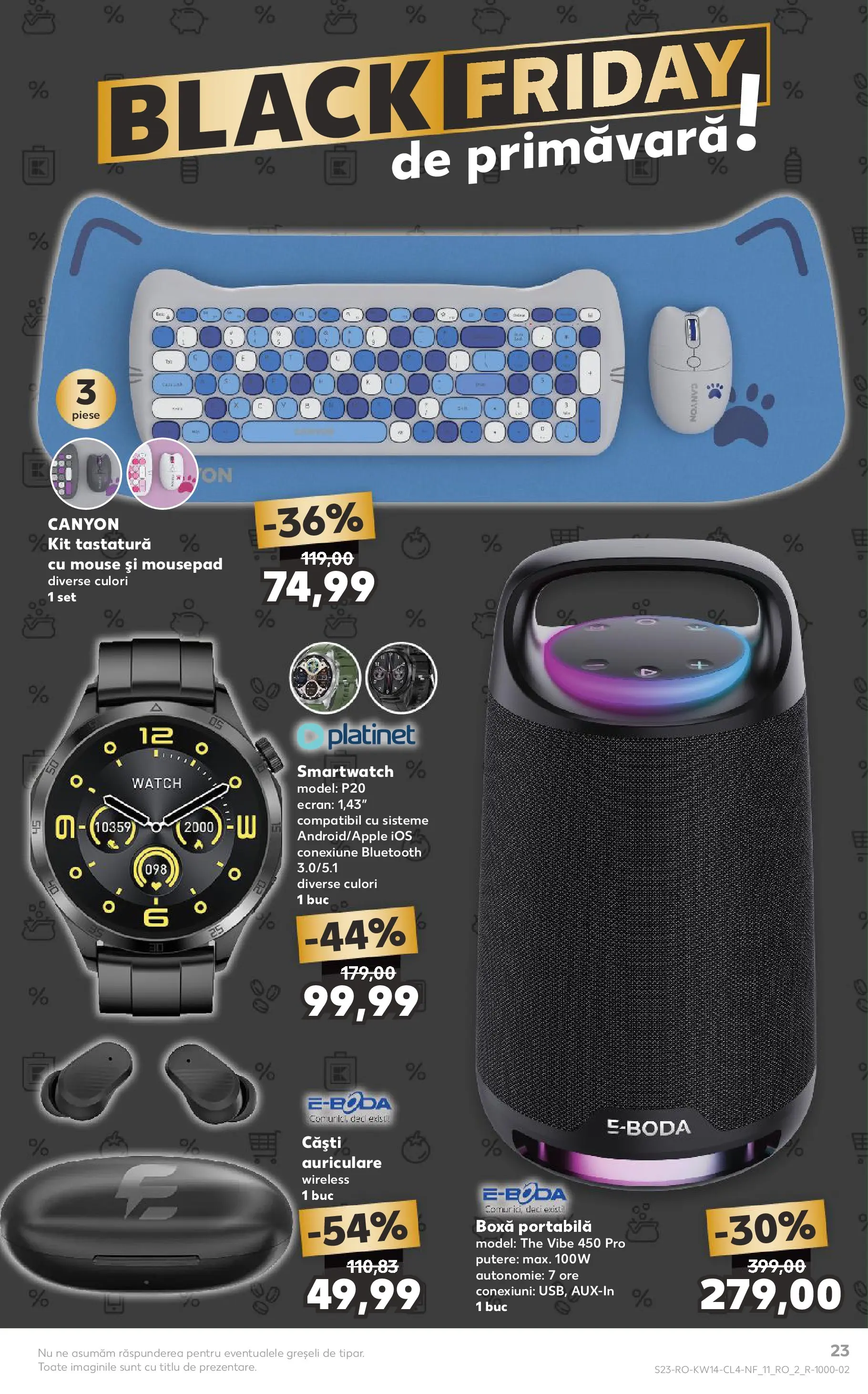 Kaufland Domnesti 31.03.2026 - Revista si Oferta | Pagină: 23 | Produse: Mouse, Tastatură, Căști, Speaker