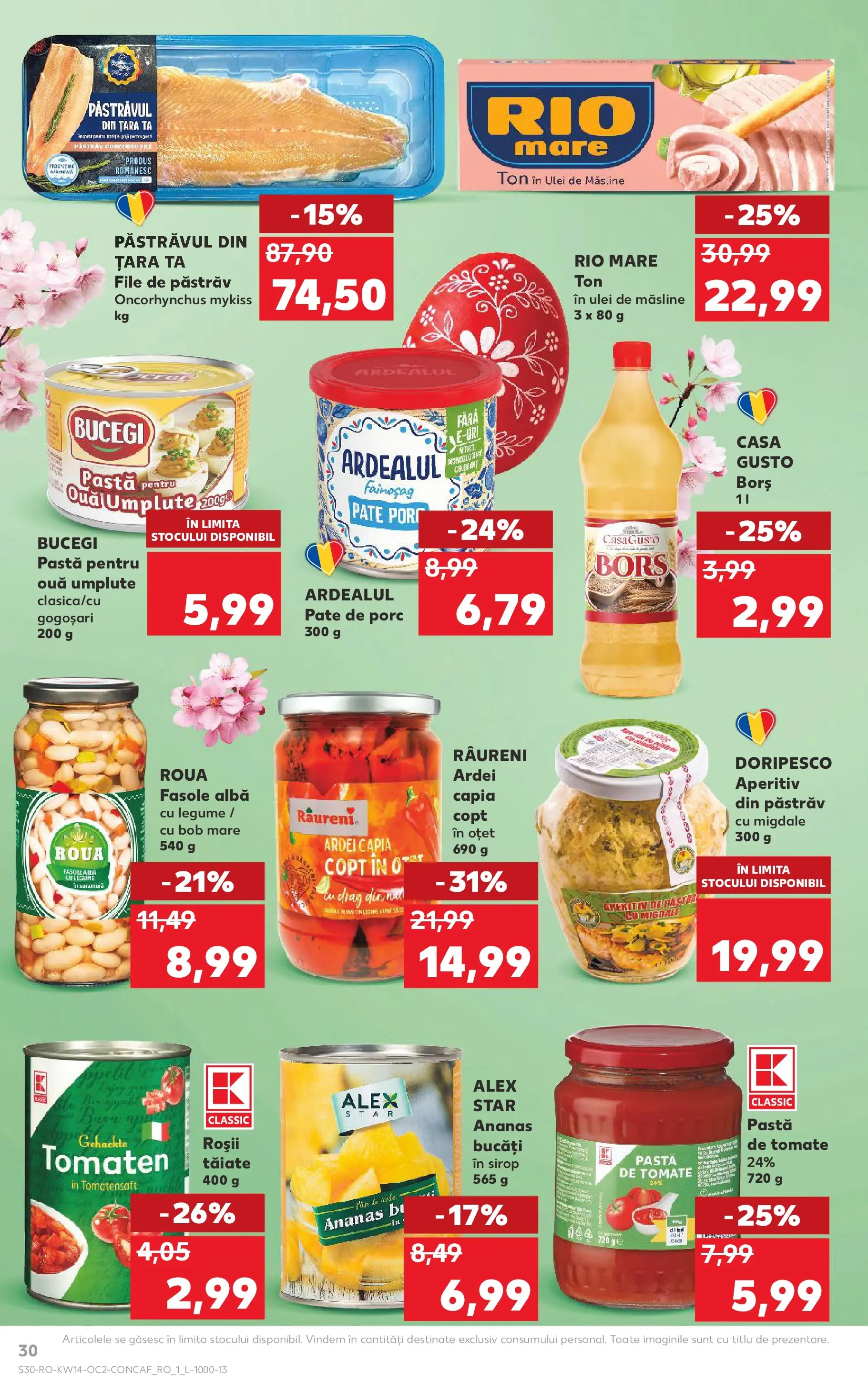 Kaufland Ploiești 31.03.2026 - Revista si Oferta | Pagină: 30 | Produse: Pate, Konuşturucu Kuş Yemleri, Paste, Legume
