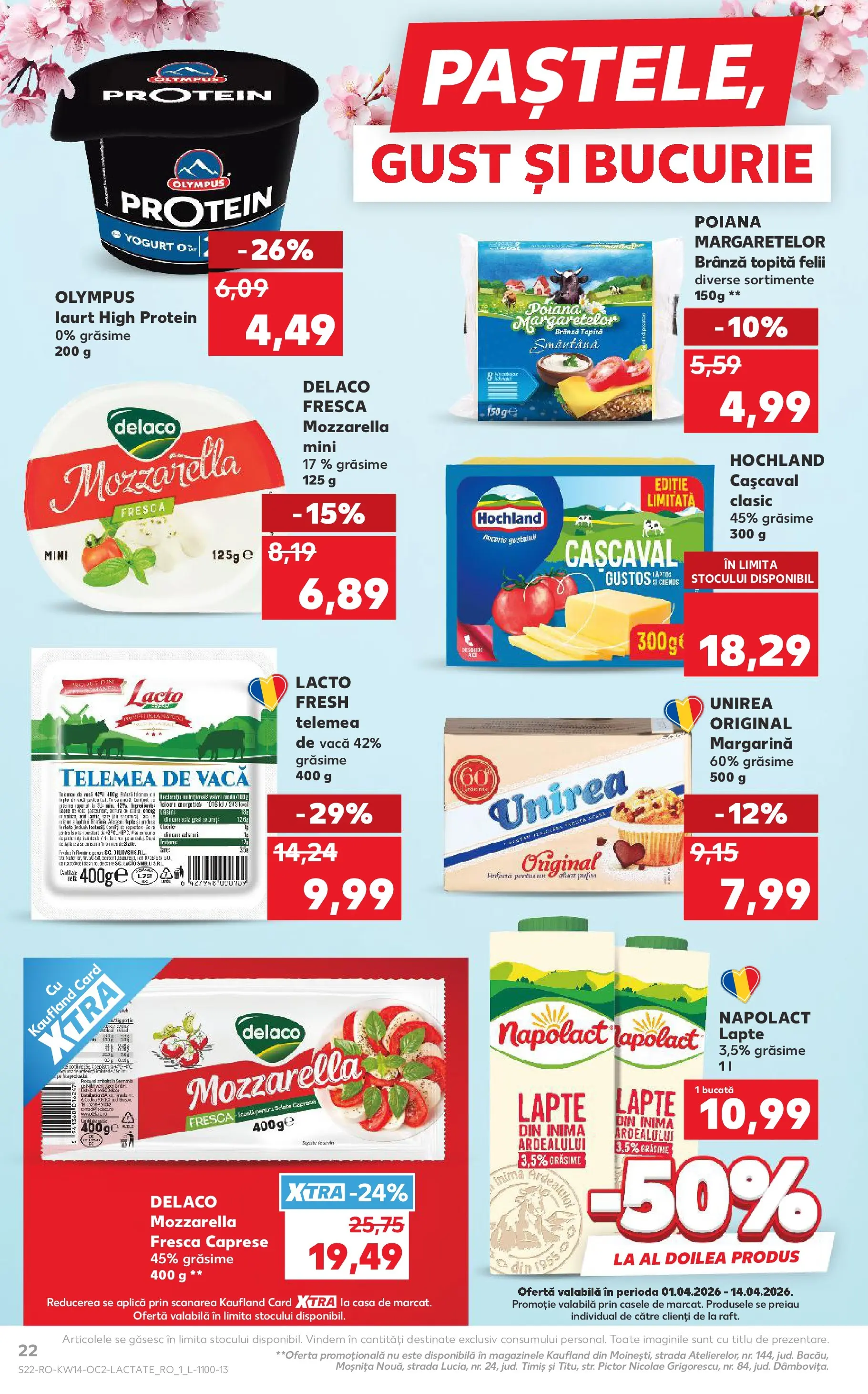 Kaufland Ploiești 31.03.2026 - Revista si Oferta | Pagină: 22 | Produse: Light Kedi Konservesi, Cașcaval, Mozzarella, Brânză