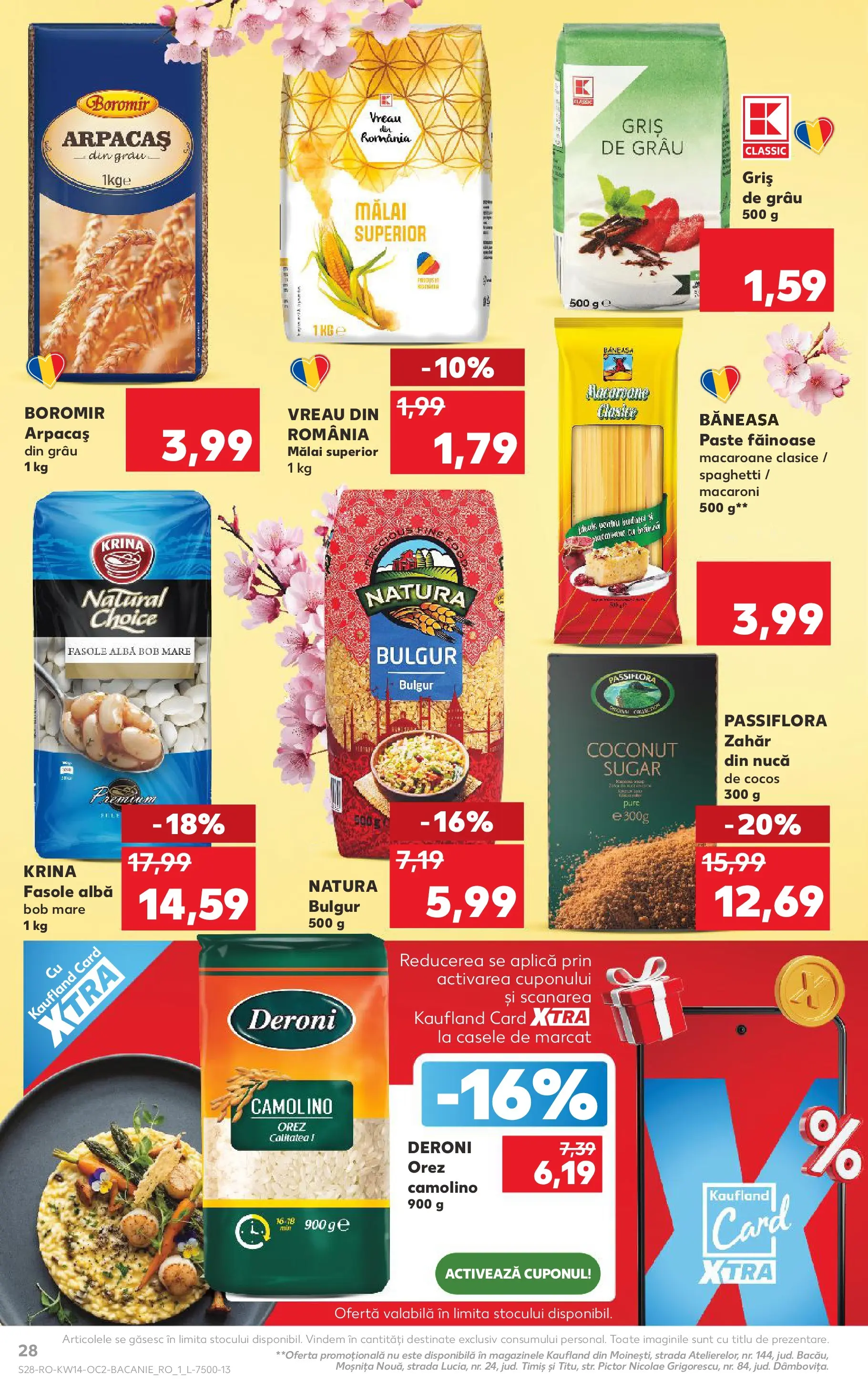 Kaufland Viseu de Sus 01.04.2026 - Revista si Oferta | Pagină: 28 | Produse: Orez, Mălai, Fasole albă, Zahăr
