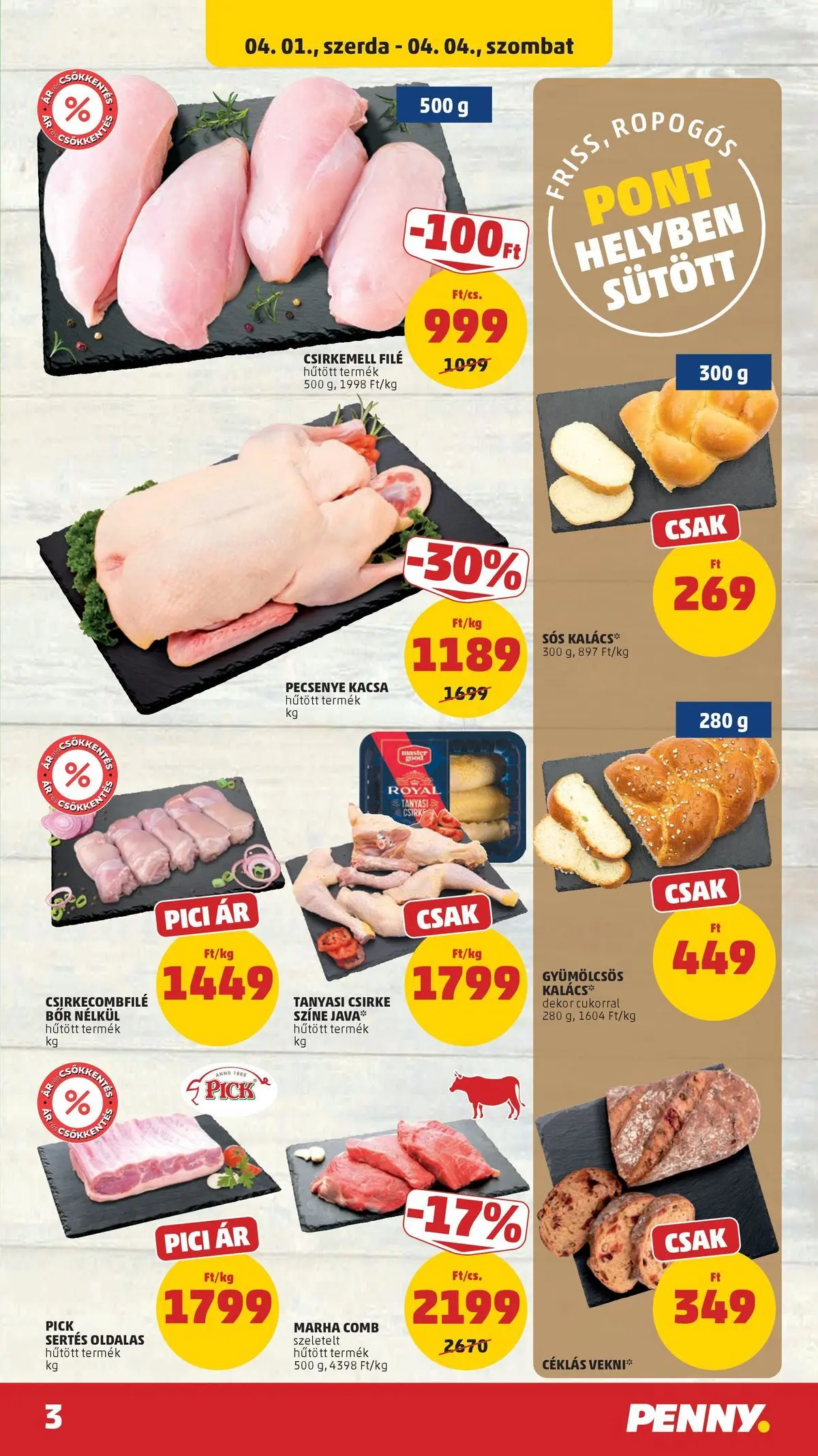 PENNY - Penny újság érvényessége 2026.04.08-ig: 2026.03.31.-tól lapozható | Oldal: 3 | Termékek: Pick, Csirkecombfile, Margarin, Csirkemell
