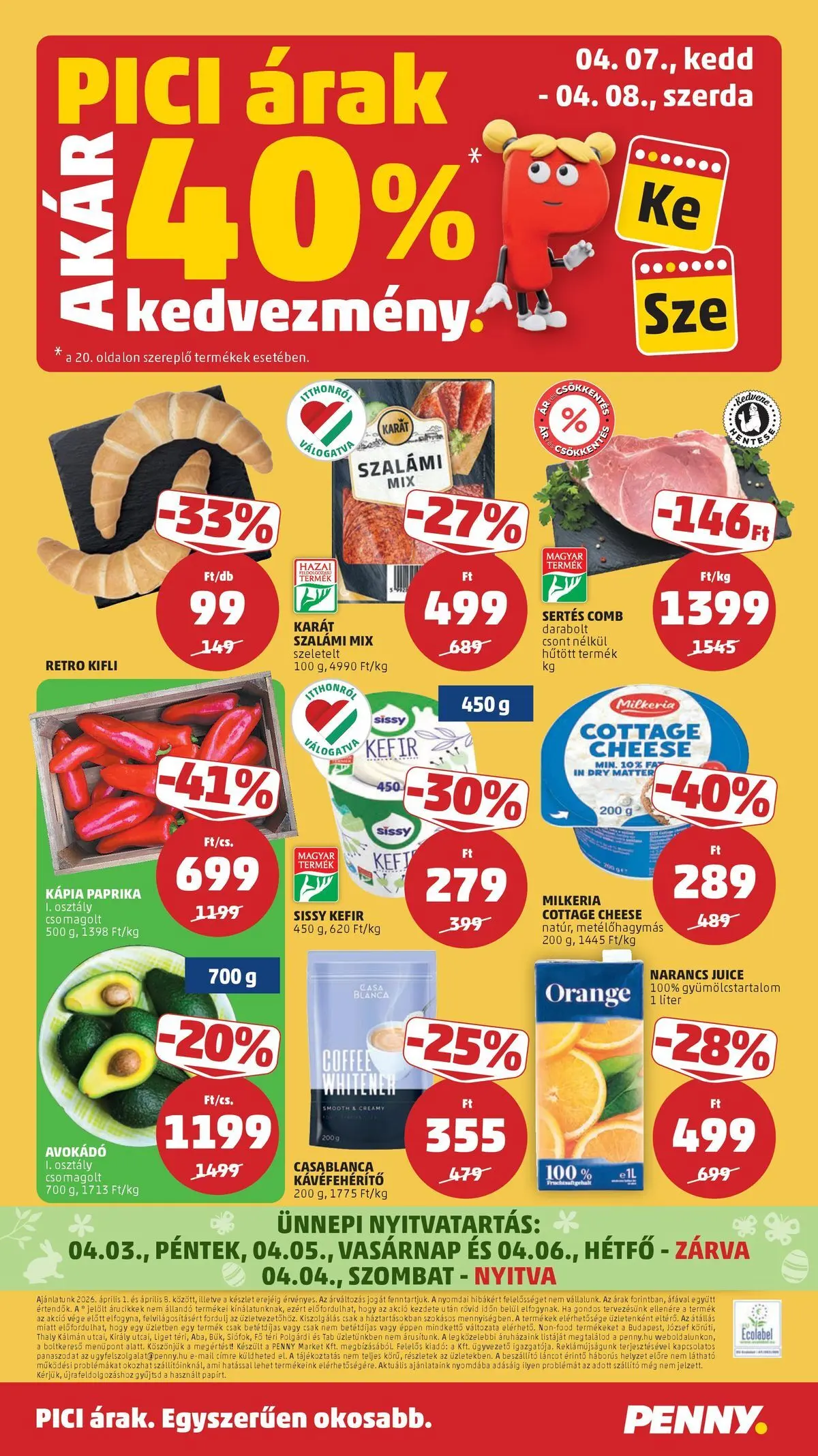 PENNY - Penny újság érvényessége 2026.04.08-ig: 2026.03.31.-tól lapozható | Oldal: 20 | Termékek: Szalámi, Narancs, Avokádó, Kápia paprika