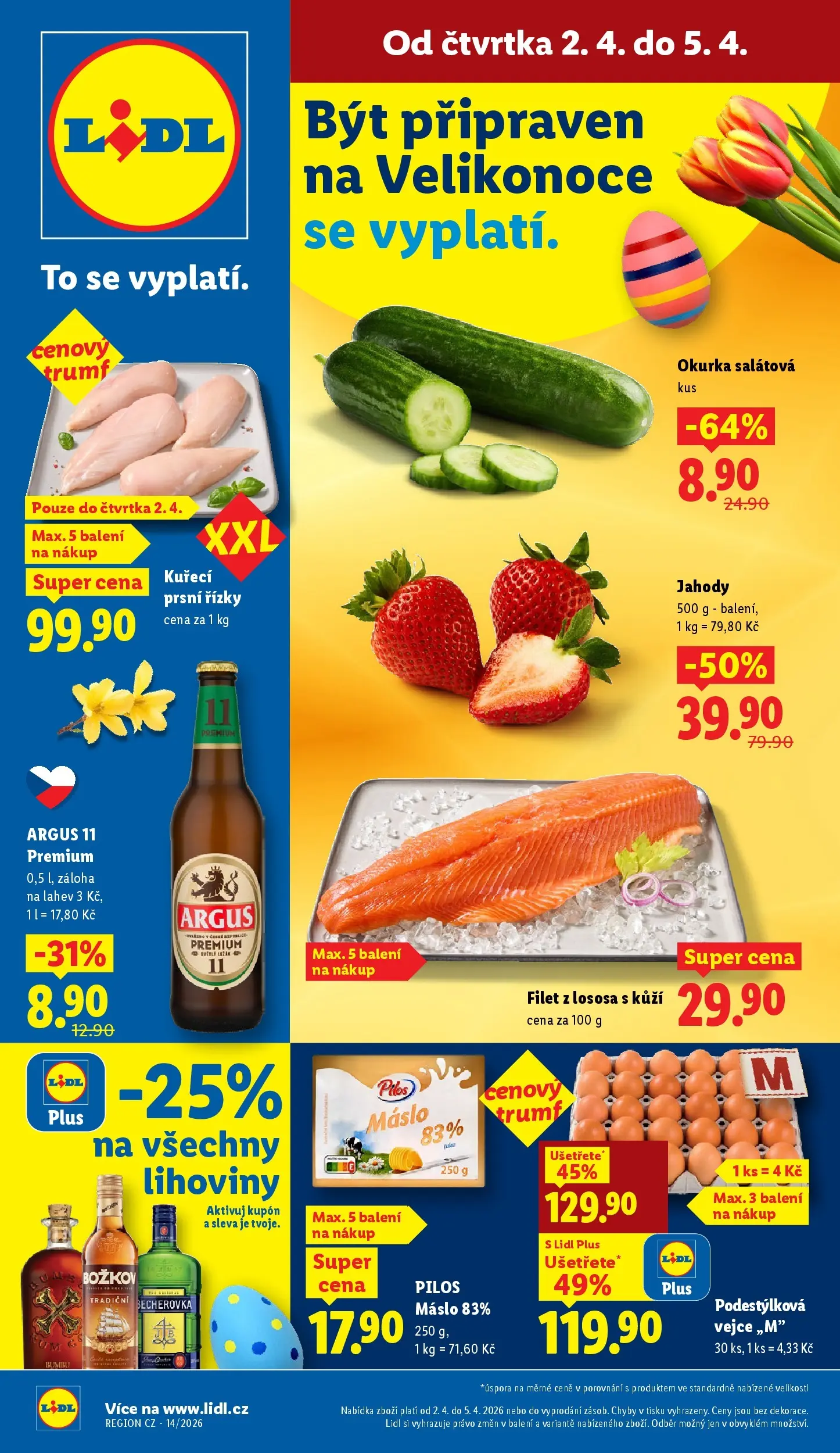 Lidl leták od 01.04.2026 - Nový akční leták | Strana: 1 | Produkty: Máslo, Jahody, Kuřecí prsní řízky, Filet