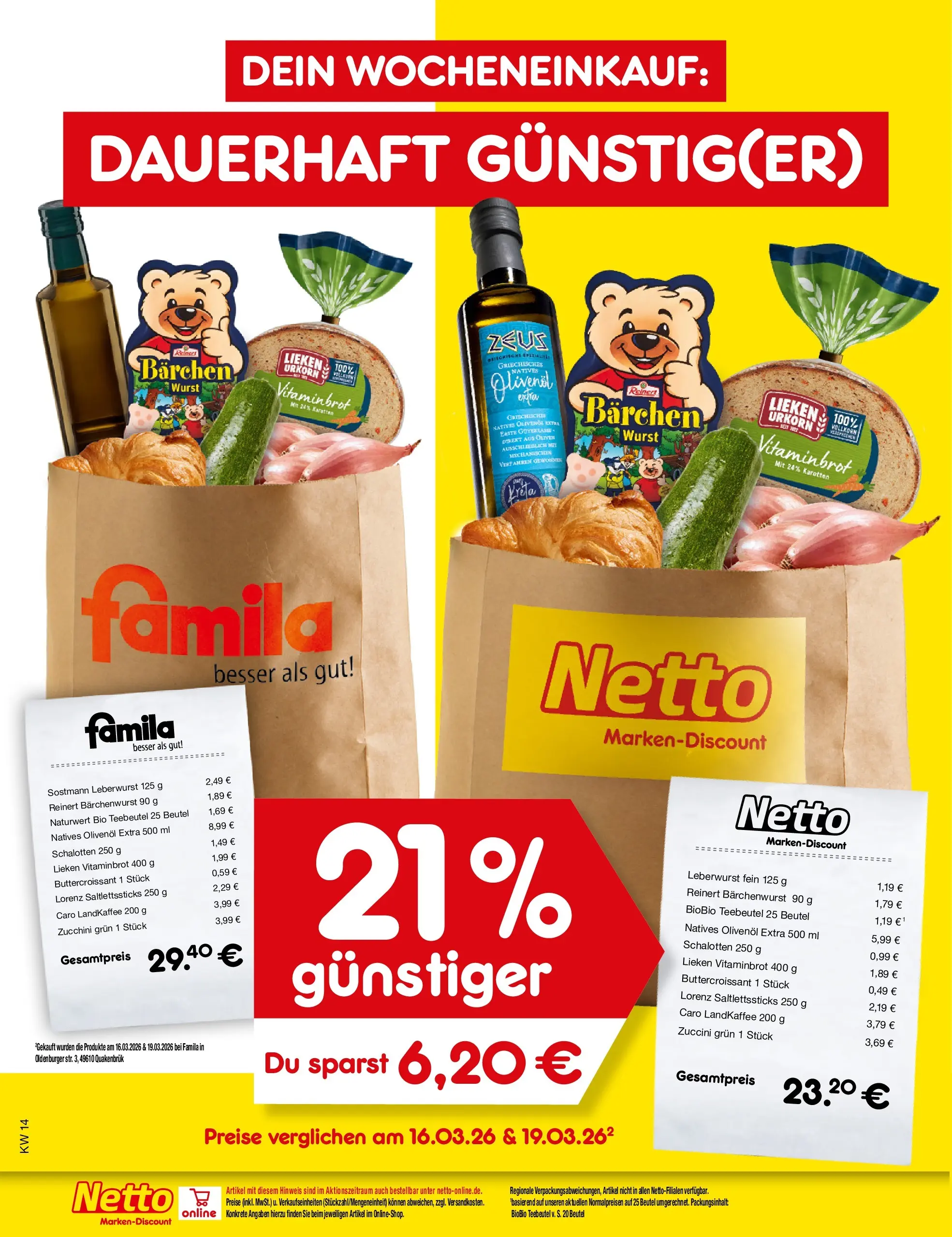 Netto Marken-Discount Prospekt Stemwede-Dielingen	 (ab 29.03.2026) » Angebote | Seite: 1 | Produkte: Olivenol, Wurst, Zucchini