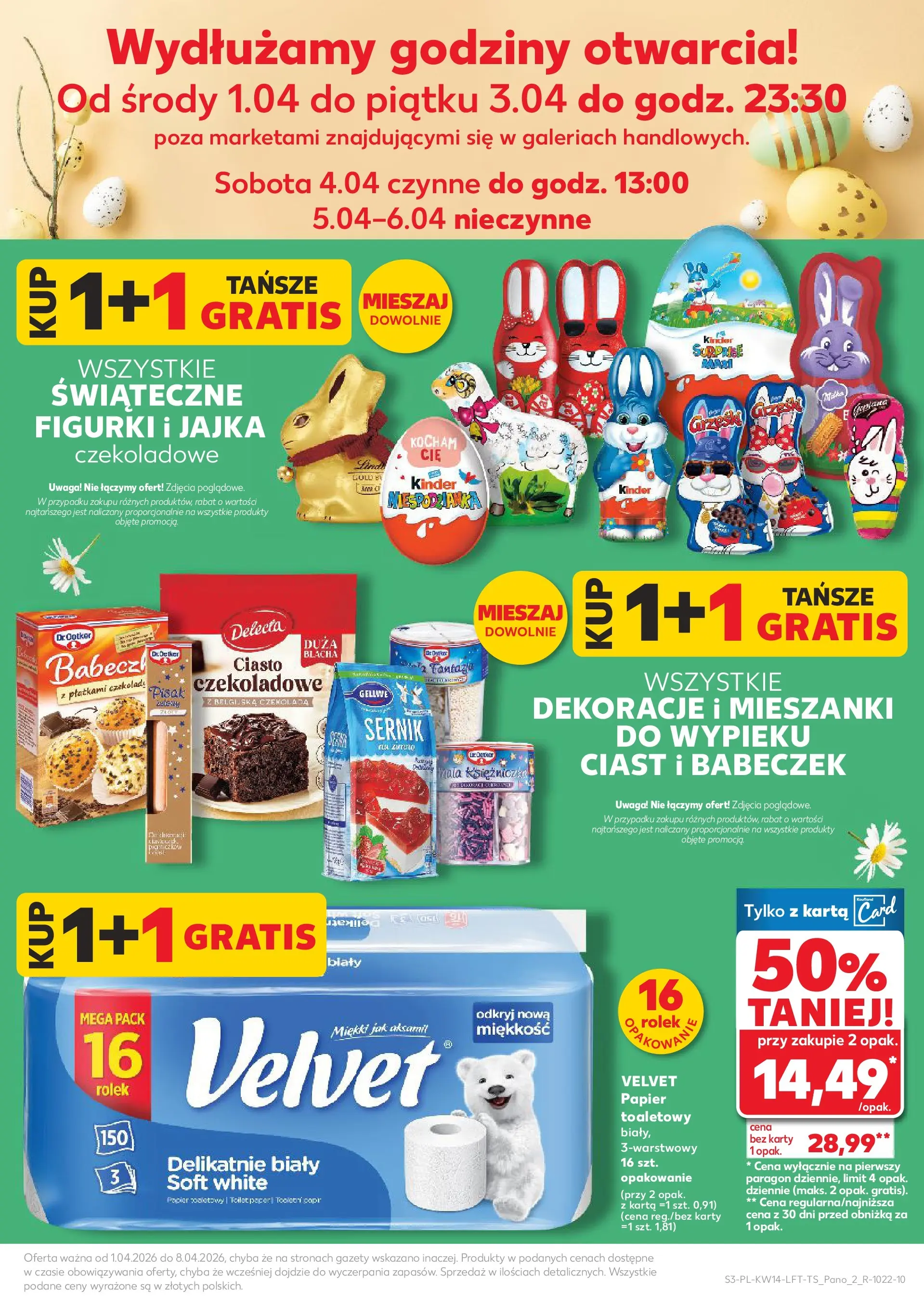 Kaufland gazetka od 01.04.2026 - od jutra PDF | Strona: 3 | Produkty: Papier toaletowy, Ciasto, Jajka czekoladowe, Jajka