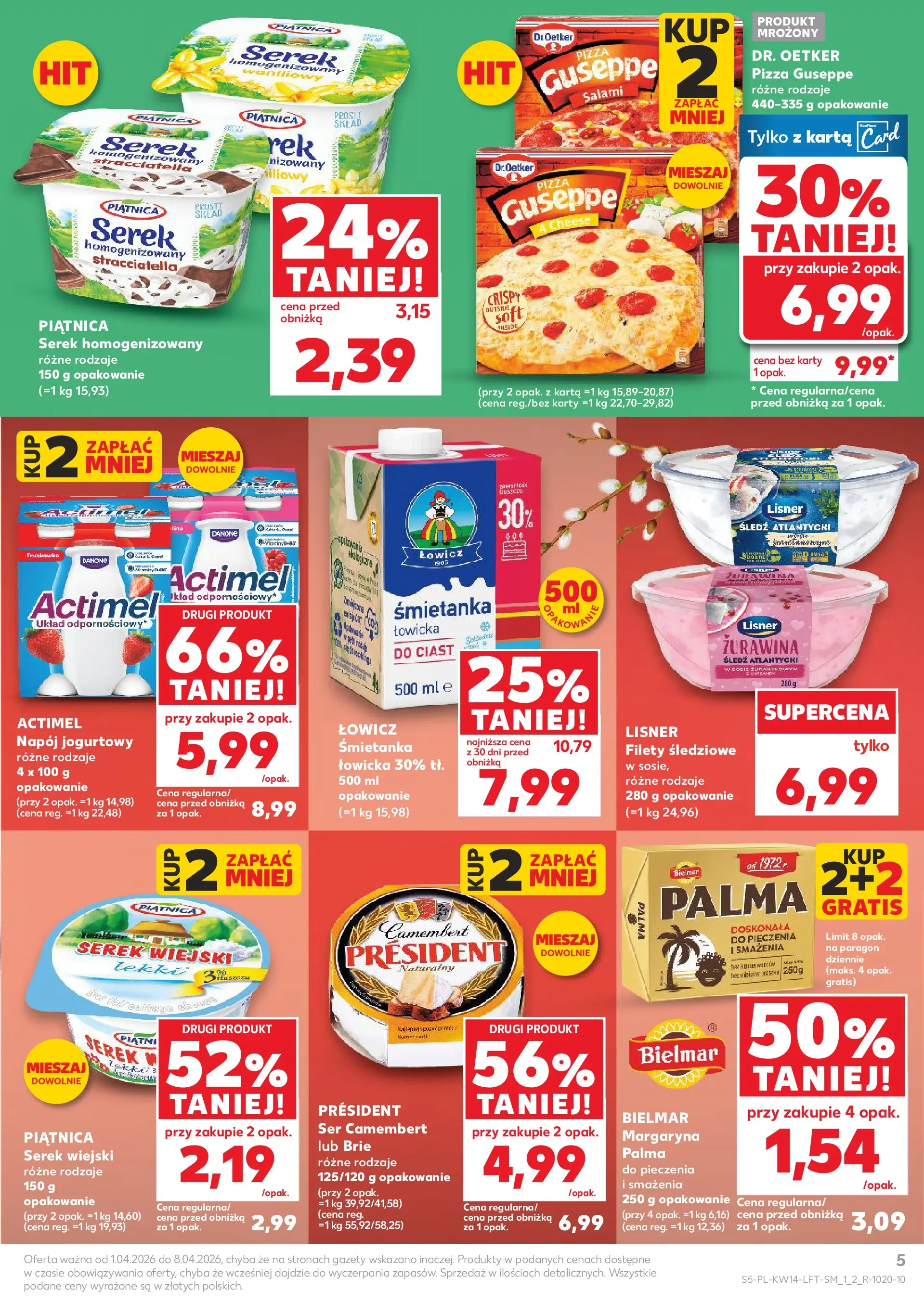 Kaufland gazetka od 01.04.2026 - od jutra PDF | Strona: 5 | Produkty: Serek homogenizowany, Serek, Żurawina, Ser