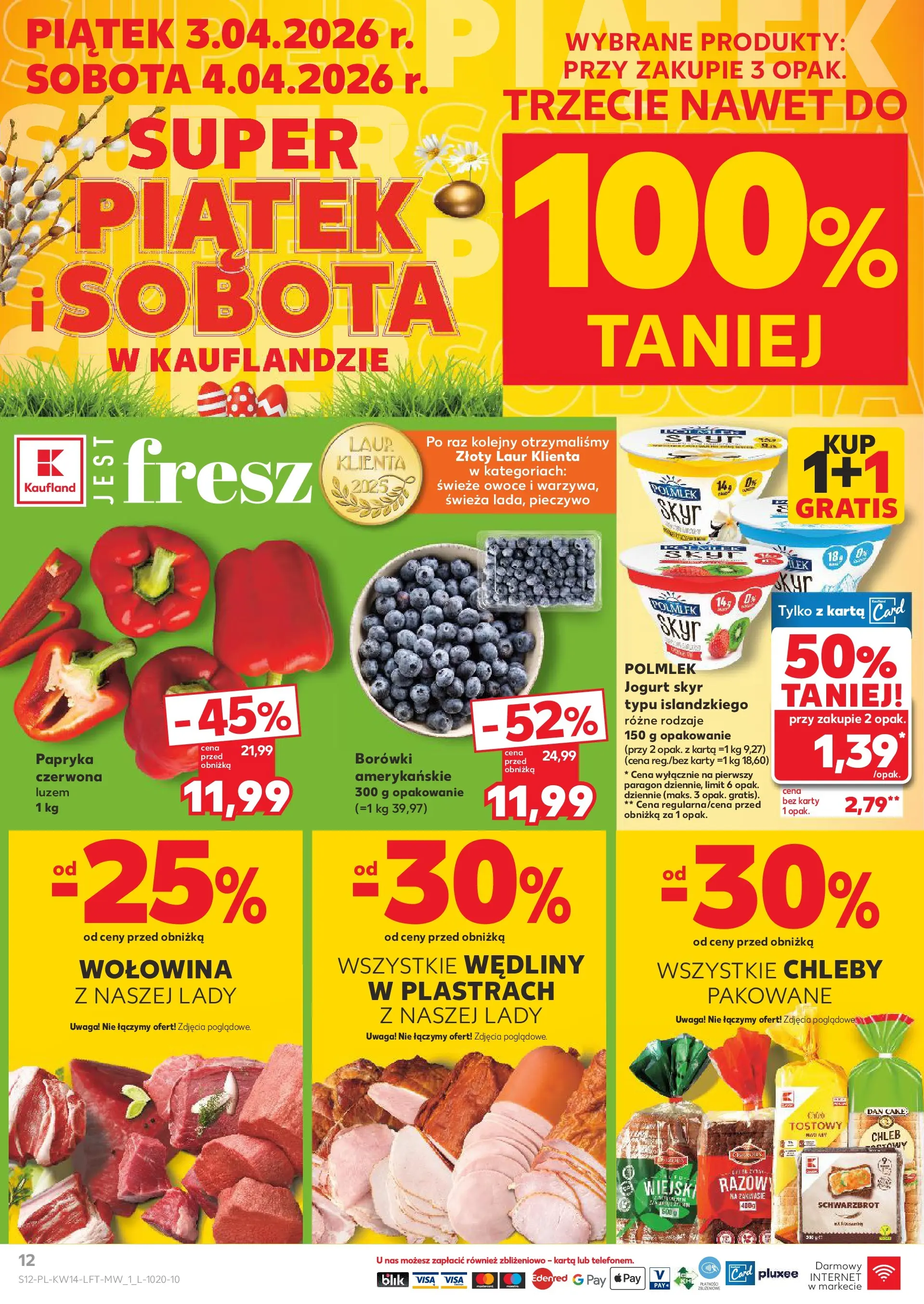 Kaufland gazetka od 01.04.2026 - od jutra PDF | Strona: 12 | Produkty: Pieczywo, Papryka, Chleb, Skyr