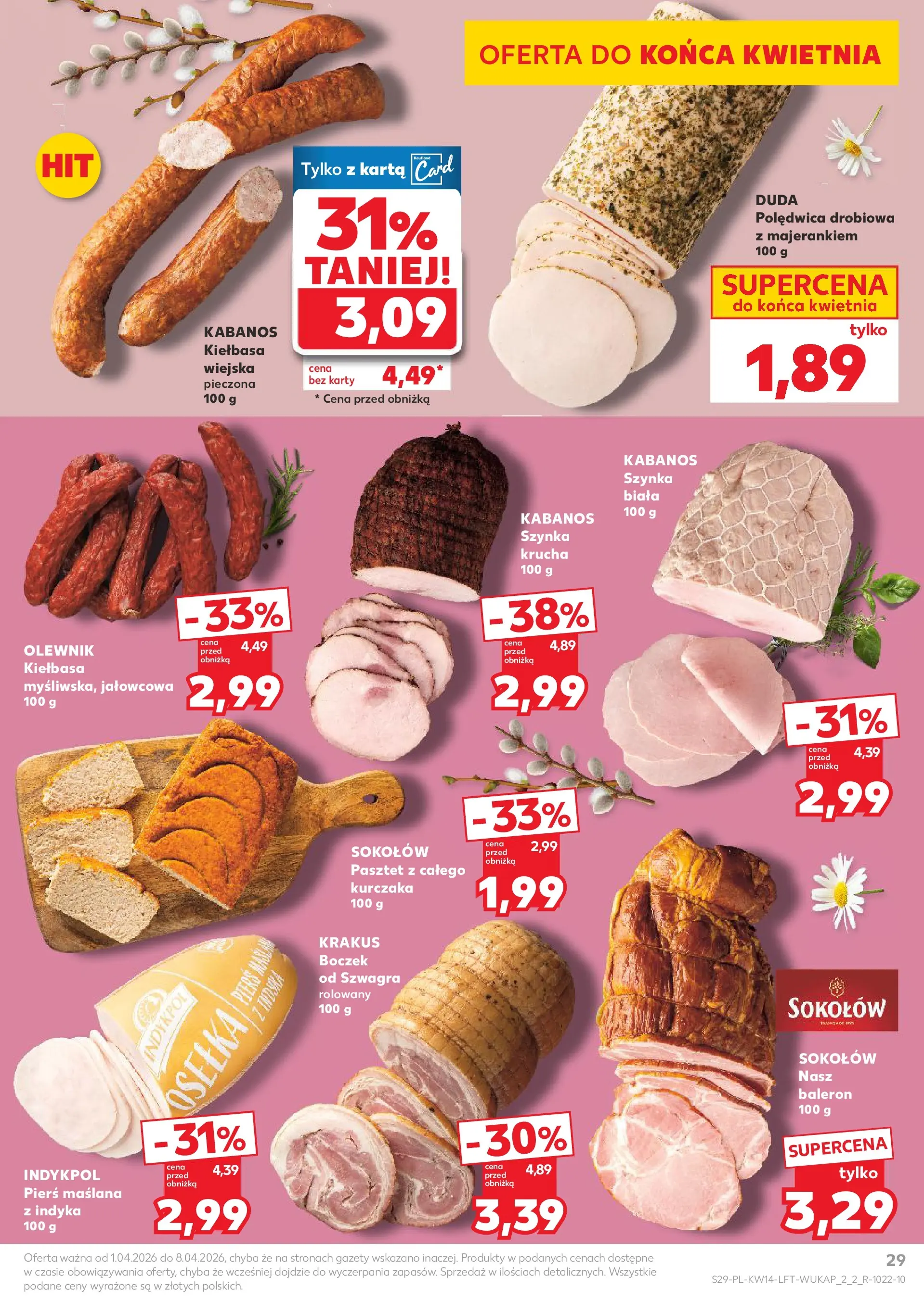 Kaufland gazetka od 01.04.2026 - od jutra PDF | Strona: 29 | Produkty: Karta, Osełka, Szynka, Boczek
