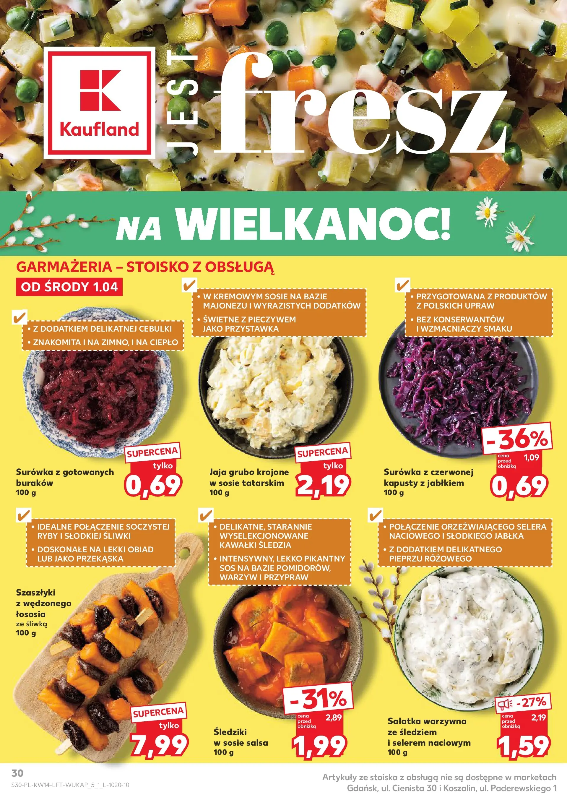 Kaufland gazetka od 01.04.2026 - od jutra PDF | Strona: 30 | Produkty: Śliwki, Ryby, Sałatka, Sos