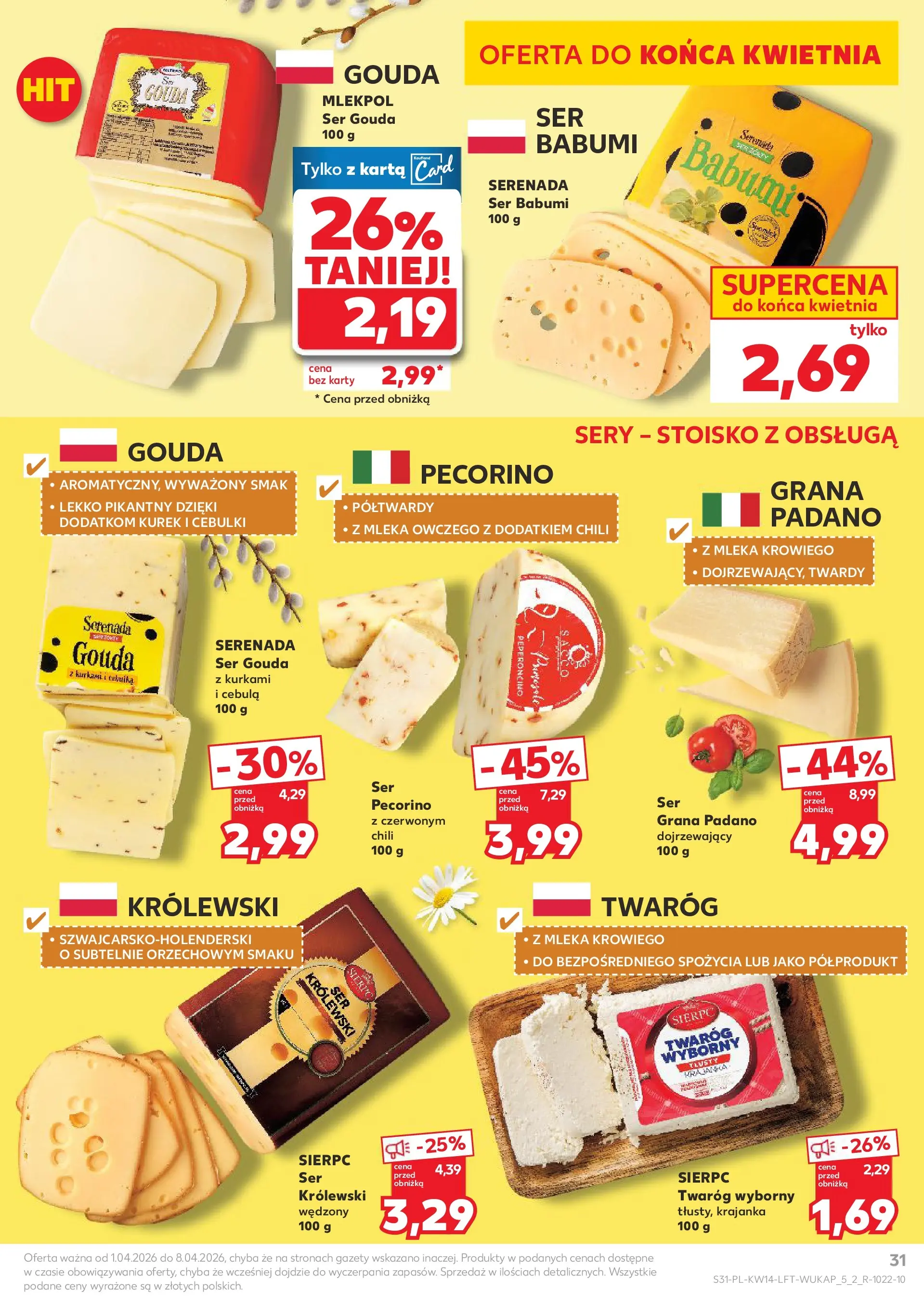 Kaufland gazetka od 01.04.2026 - od jutra PDF | Strona: 31 | Produkty: Karta, Sery, Ser, Ser gouda