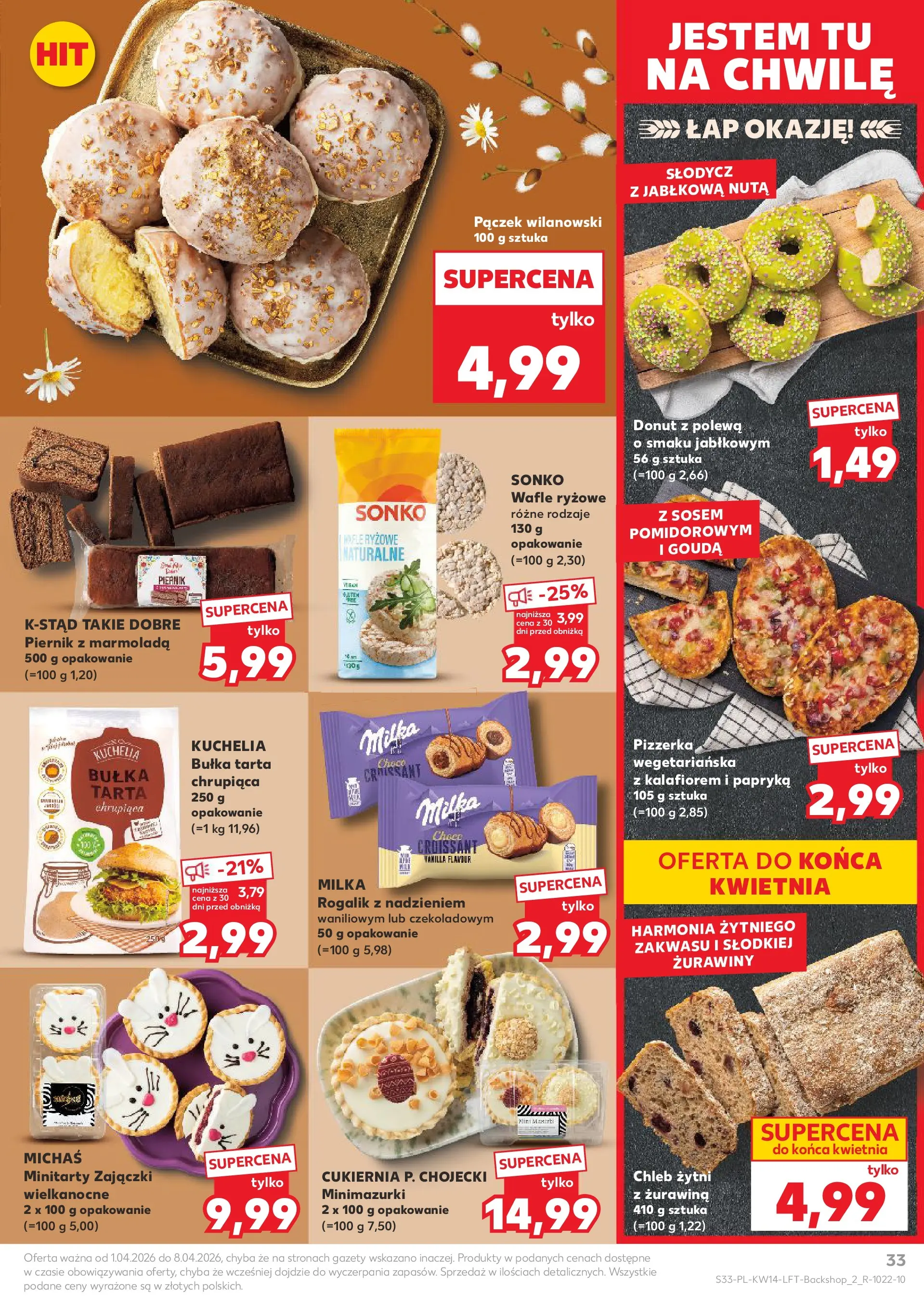 Kaufland gazetka od 01.04.2026 - od jutra PDF | Strona: 33 | Produkty: Wafle ryżowe, Milka, Donut, Chleb