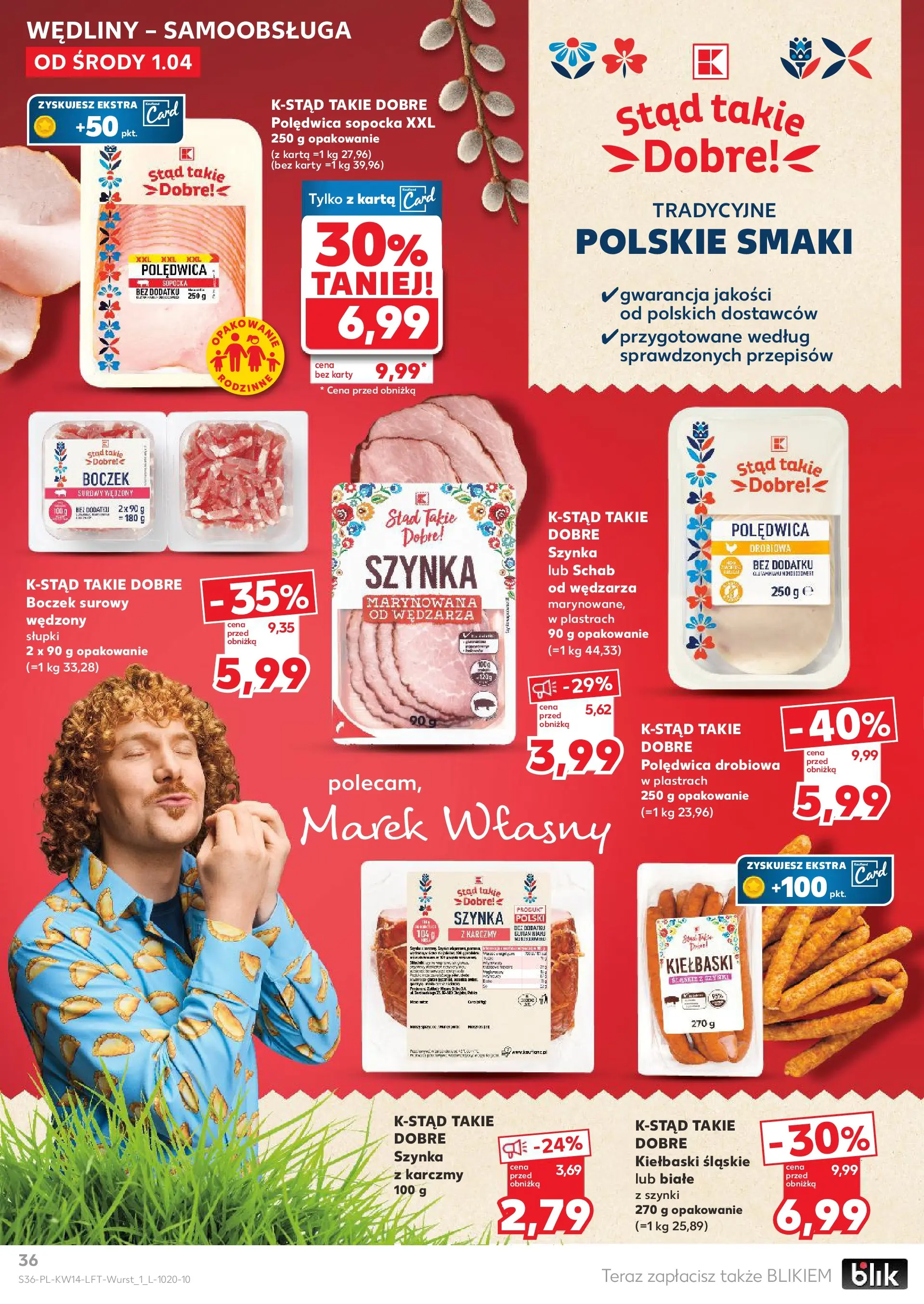 Kaufland gazetka od 01.04.2026 - od jutra PDF | Strona: 36 | Produkty: Karta, Schab, Kiełbaski, Szynka