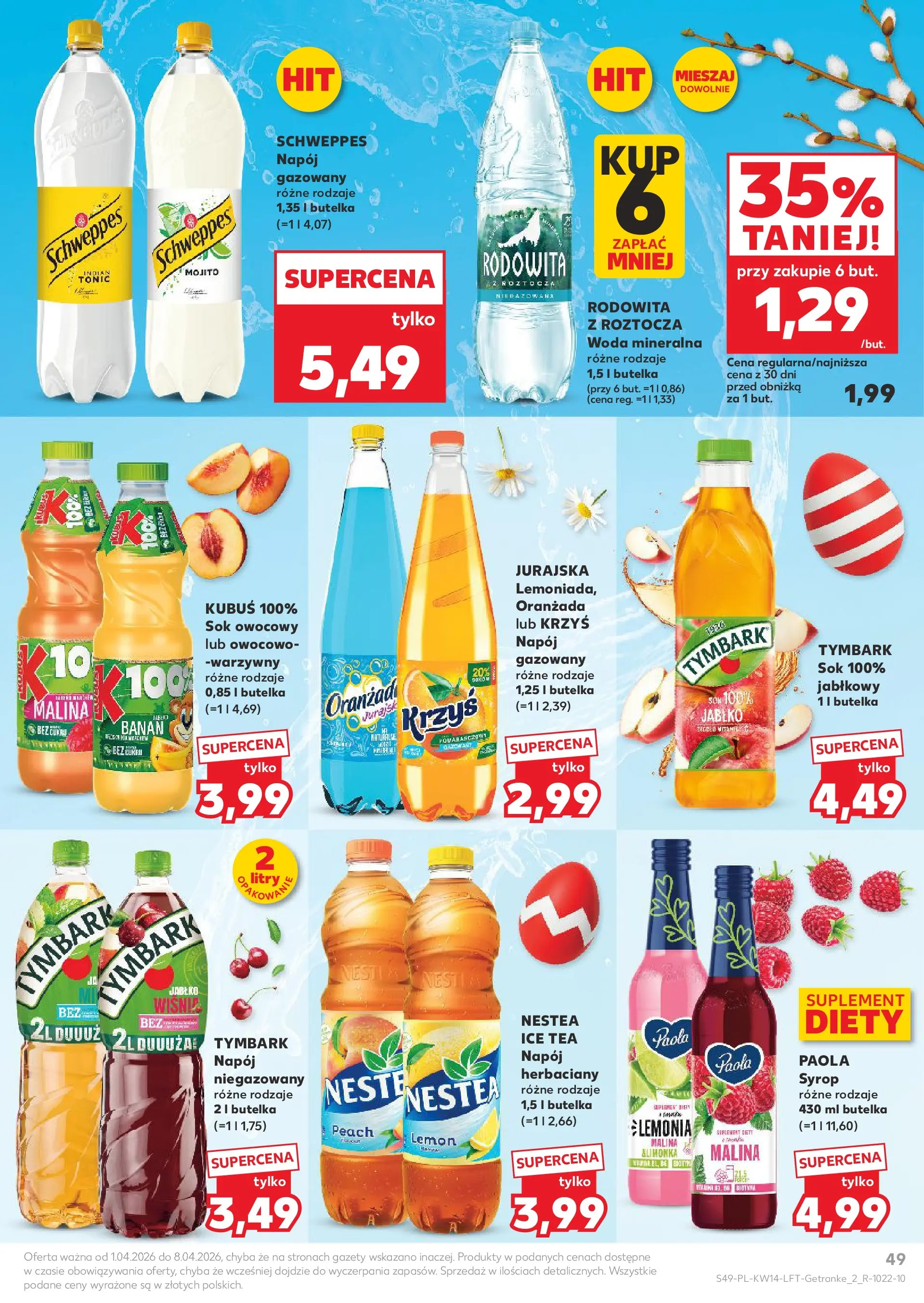 Kaufland gazetka od 01.04.2026 - od jutra PDF | Strona: 49 | Produkty: Syrop, Ice Tea, Banan, Woda