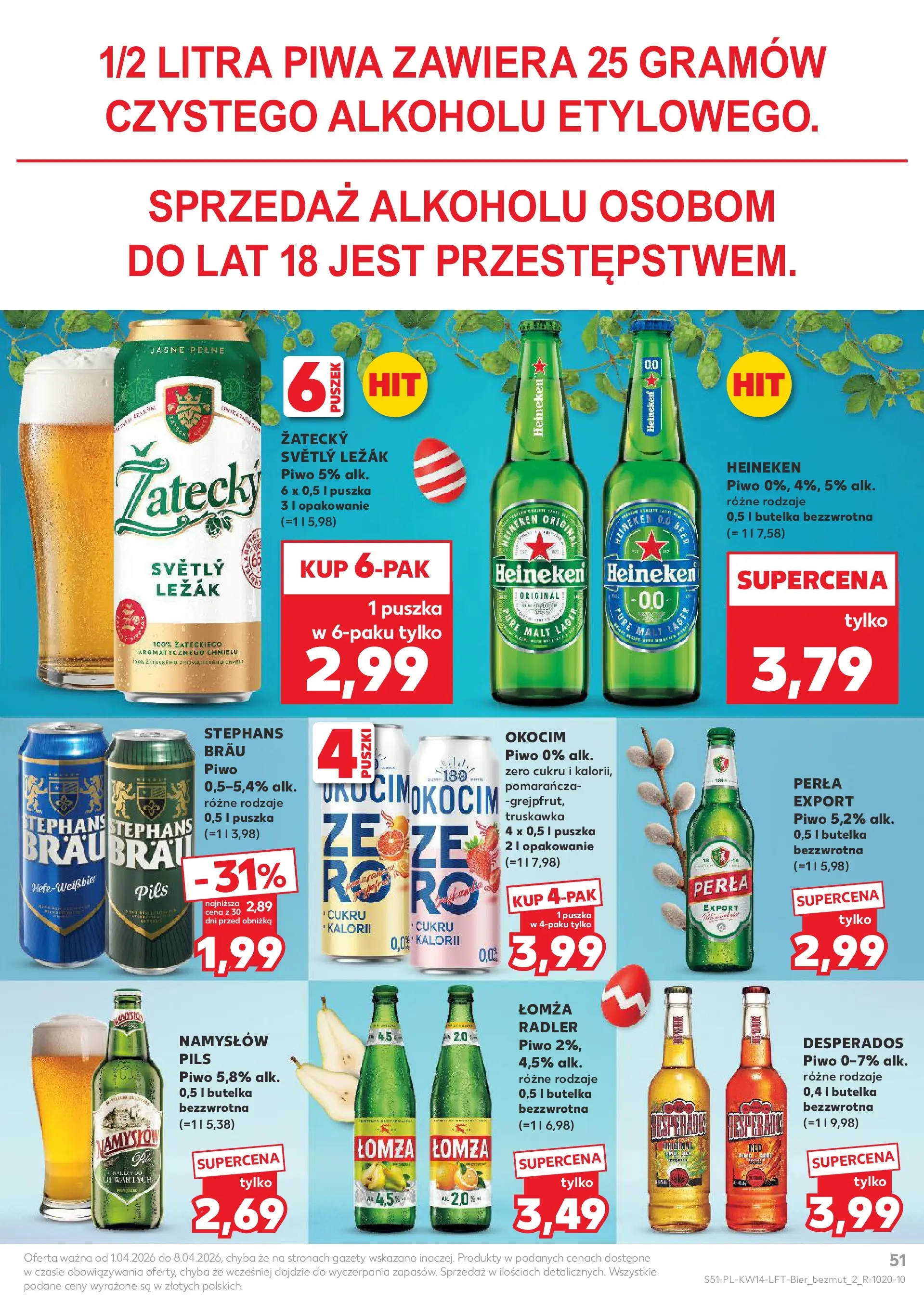 Kaufland gazetka od 01.04.2026 - od jutra PDF | Strona: 51 | Produkty: Leżak, Piwo, Heineken