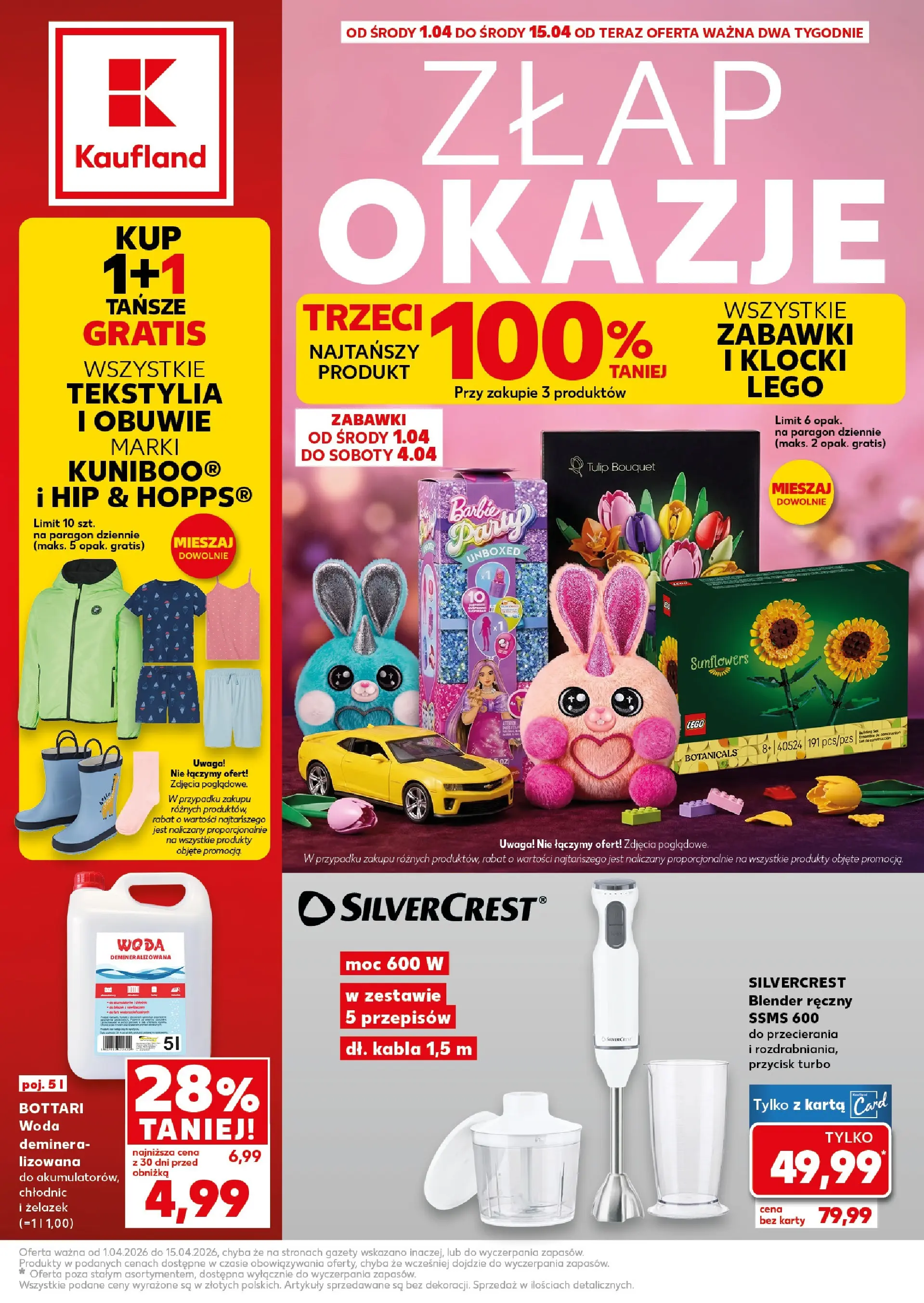 Kaufland gazetka - Złap Okazje od 01.04.2026 - od jutra PDF | Strona: 1 | Produkty: Karta, Barbie, Lego, Tekstylia