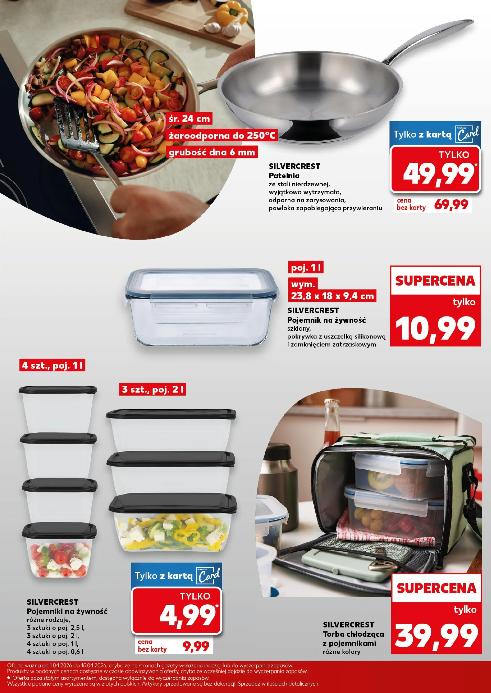 Kaufland gazetka - Złap Okazje od 01.04.2026 - od jutra PDF | Strona: 3 | Produkty: Karta, Torba, Patelnia, Pojemniki na żywność