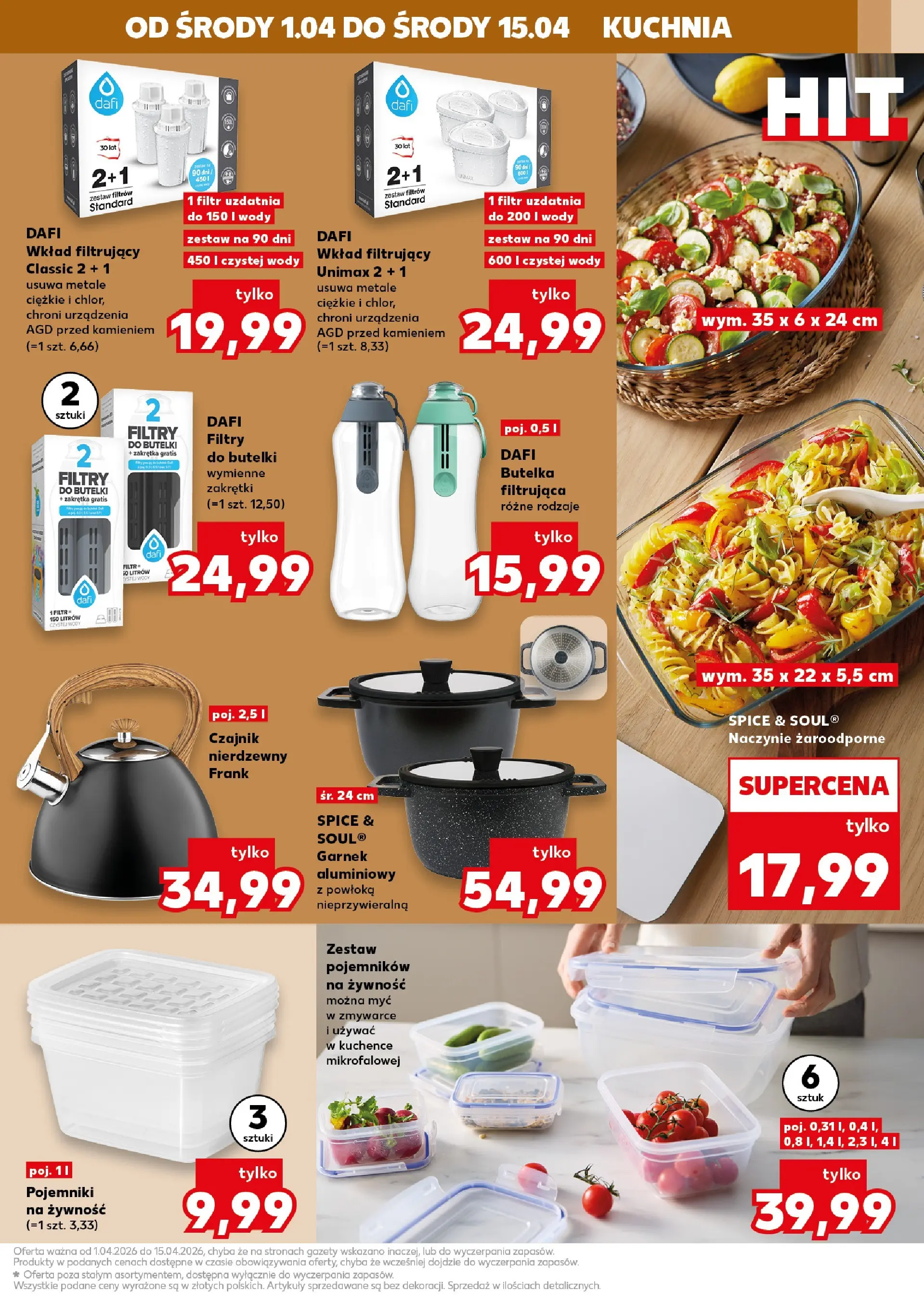 Kaufland gazetka - Złap Okazje od 01.04.2026 - od jutra PDF | Strona: 7 | Produkty: Czajnik, Butelki dafi, Naczynie żaroodporne, Pojemniki na żywność