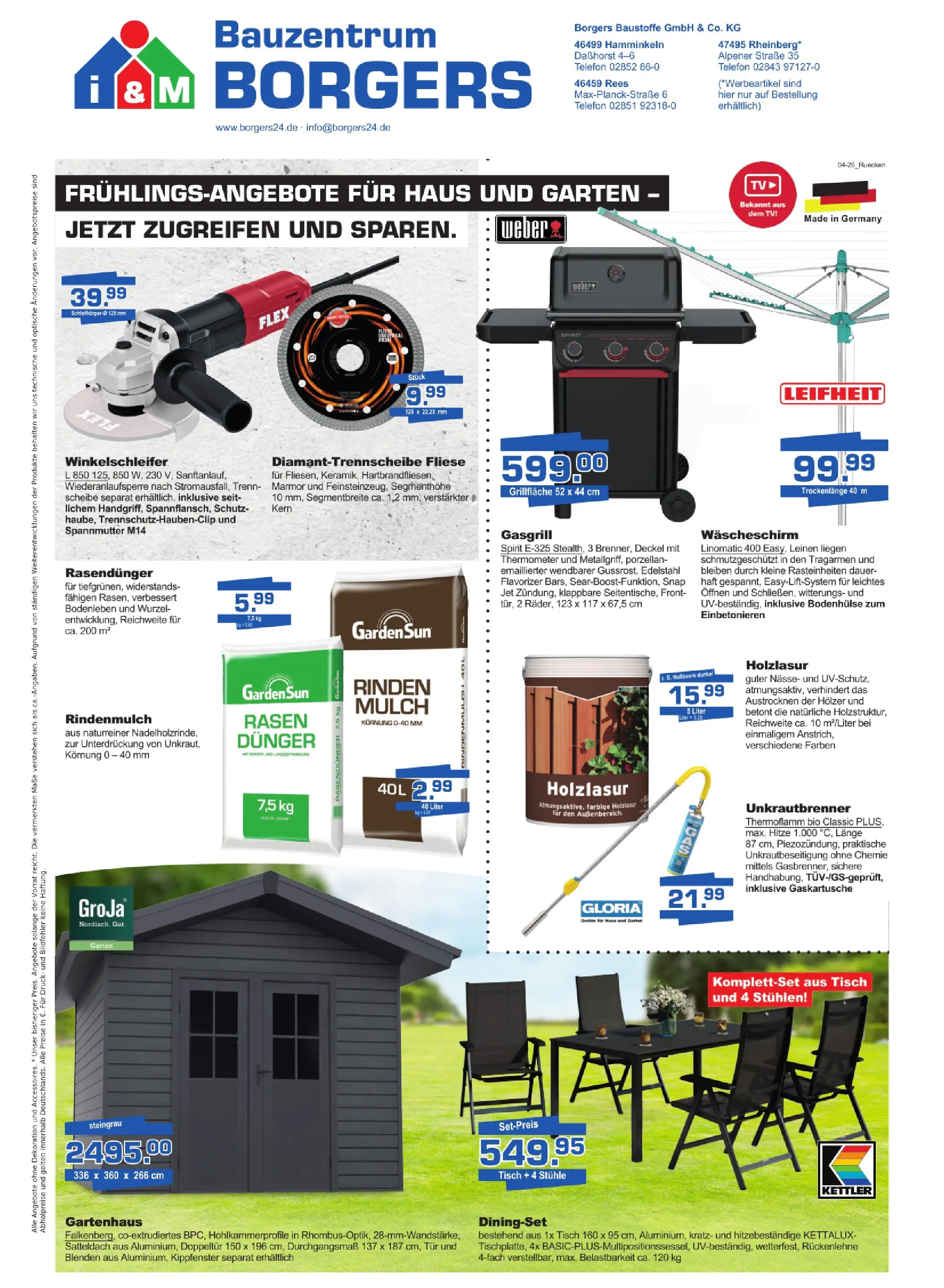 Angebote - Borgers Baustoffe: Machen Sie Ihren Garten bereit (ab 09.04.2026) zum Blättern | Seite: 8 | Produkte: Rindenmulch, Thermometer, Telefon, TV