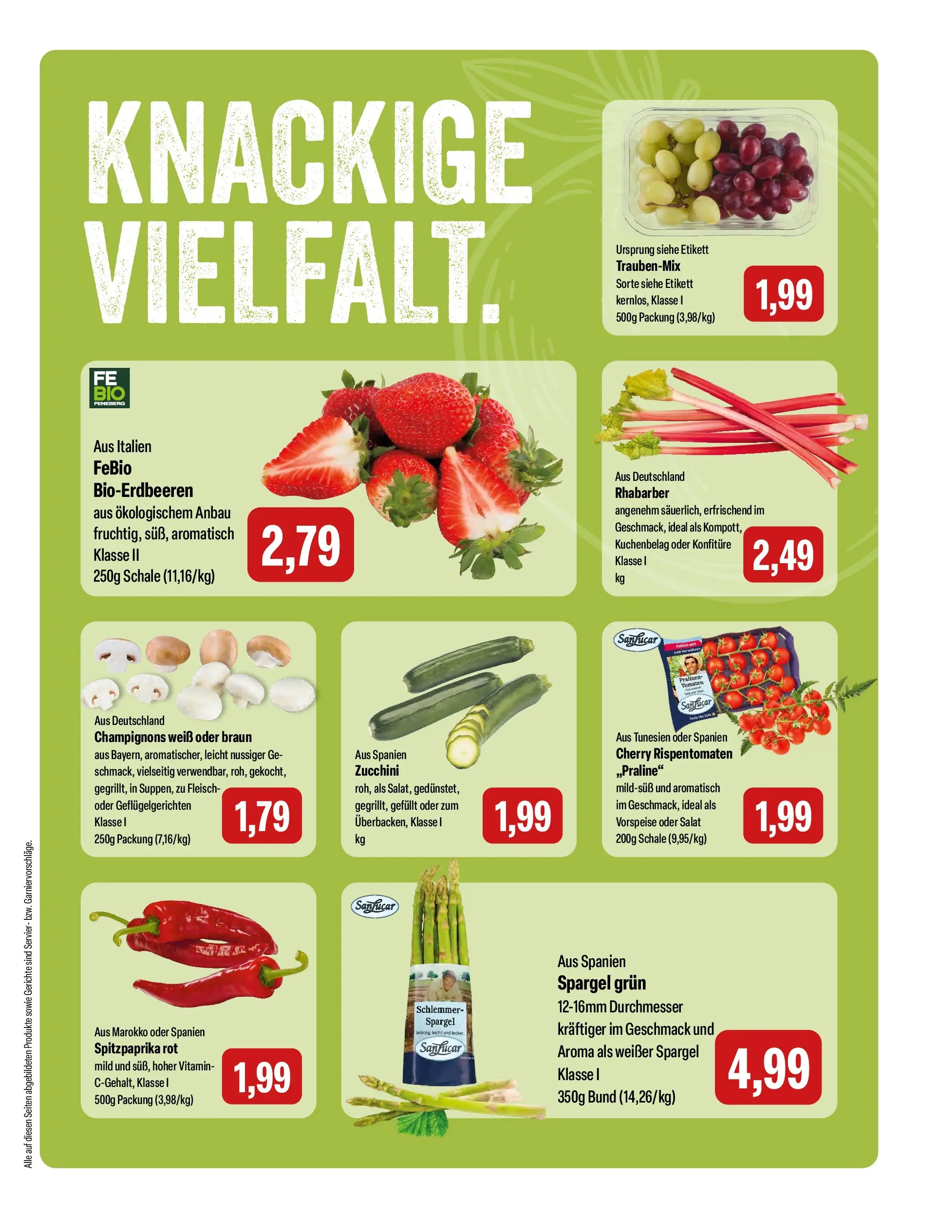 Feneberg Aktuelle Angebote (ab 08.04.2026) zum Blättern | Seite: 5 | Produkte: Spargel, Champignons, Rhabarber, Salat