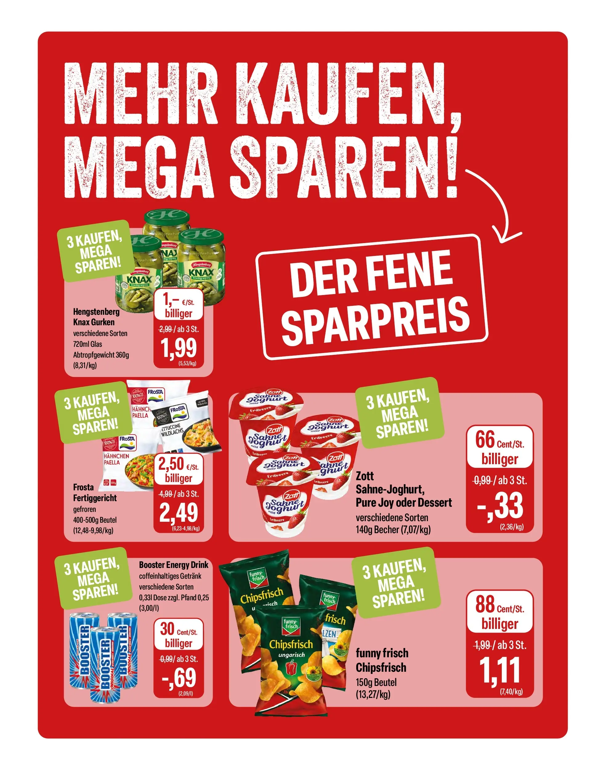 Feneberg Aktuelle Angebote (ab 08.04.2026) zum Blättern | Seite: 10 | Produkte: Funny frisch, Frosta, Sahne, Gurken