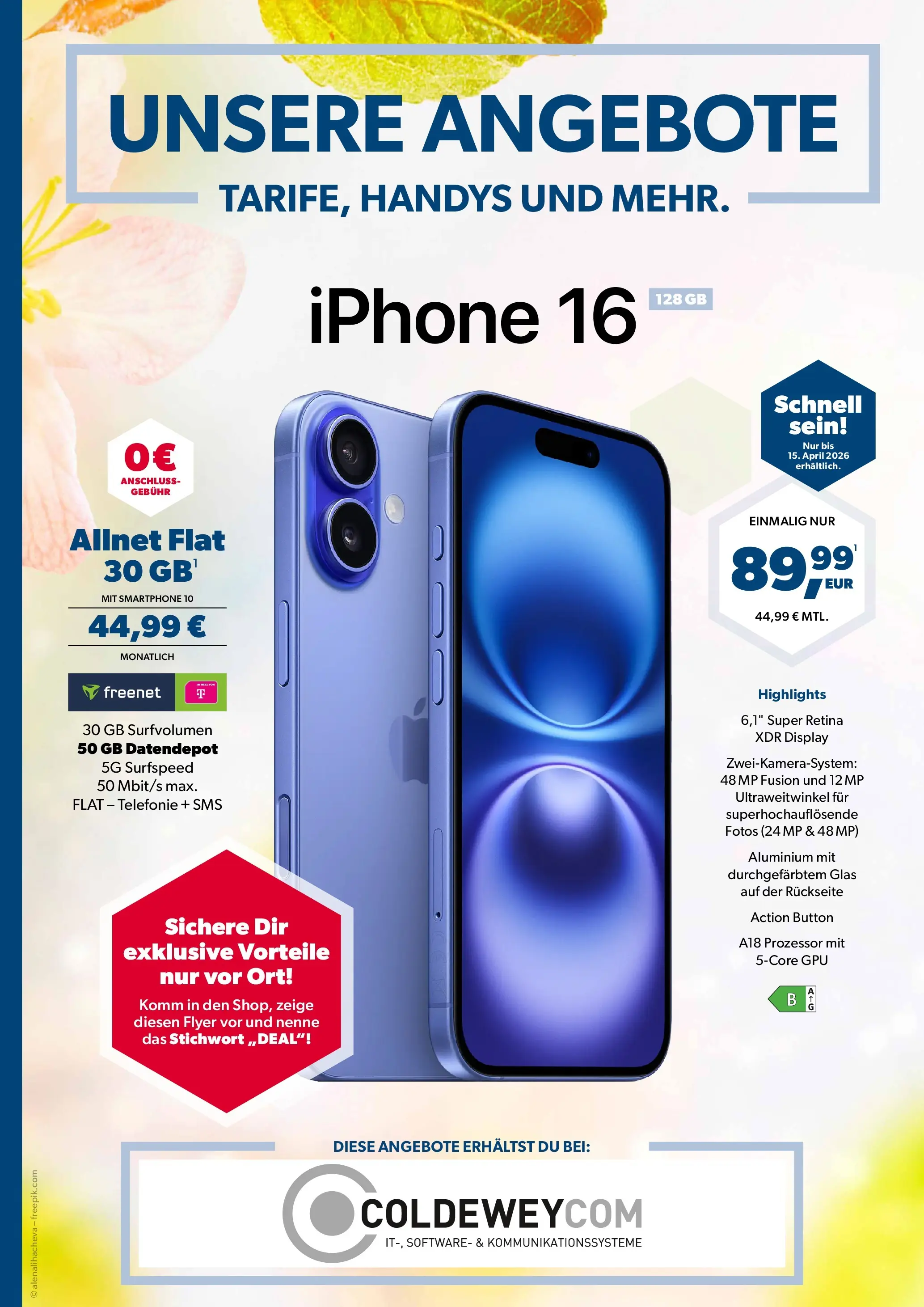 Angebote - Unsere Angebote: Tarife, Handys und mehr (ab 06.04.2026) zum Blättern | Seite: 1 | Produkte: Iphone, Smartphone